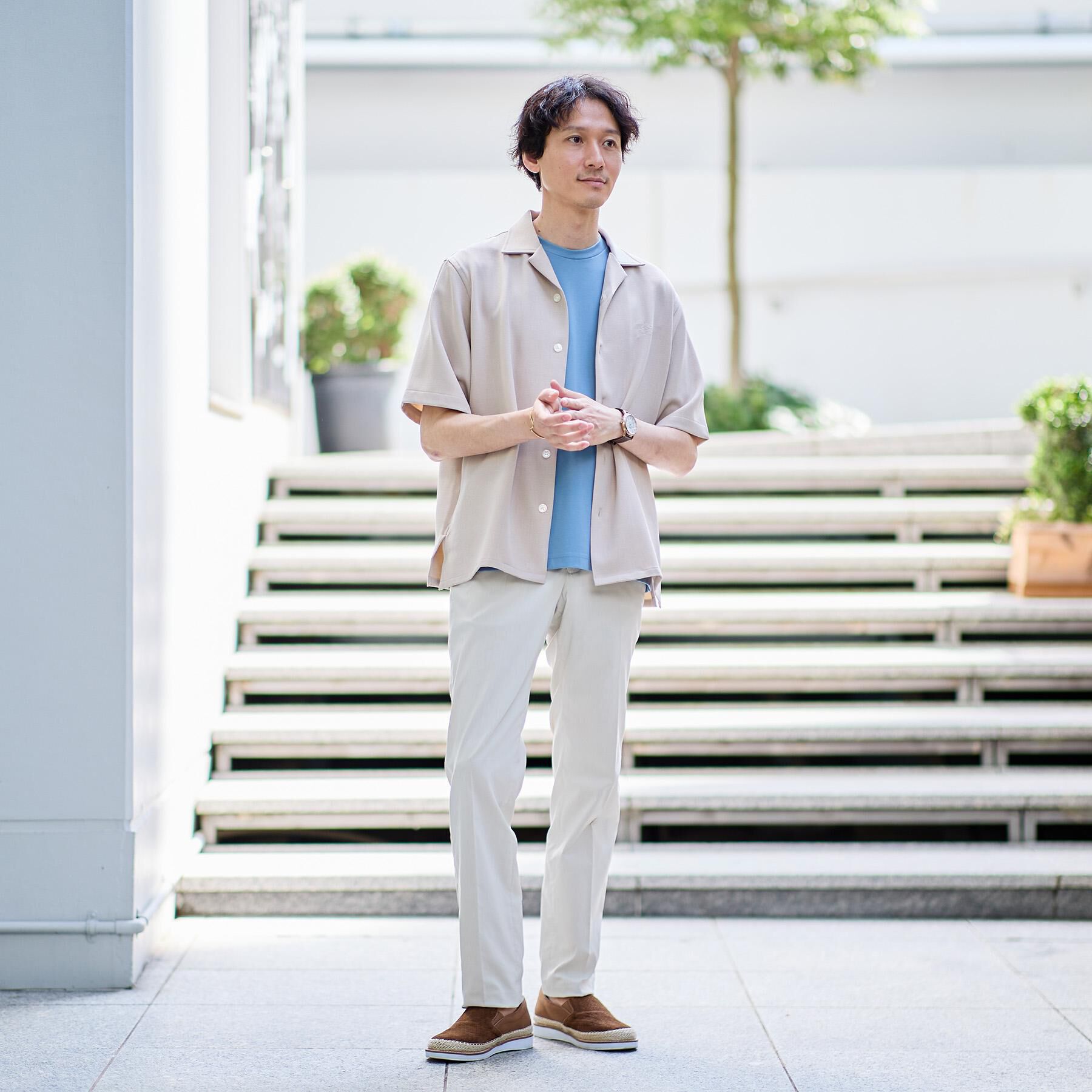 TAKEO KIKUCHI「【LIMITED】ハンドライティングロゴ 1ポイントジャージ半袖シャツ」|シャツ・ブラウス|