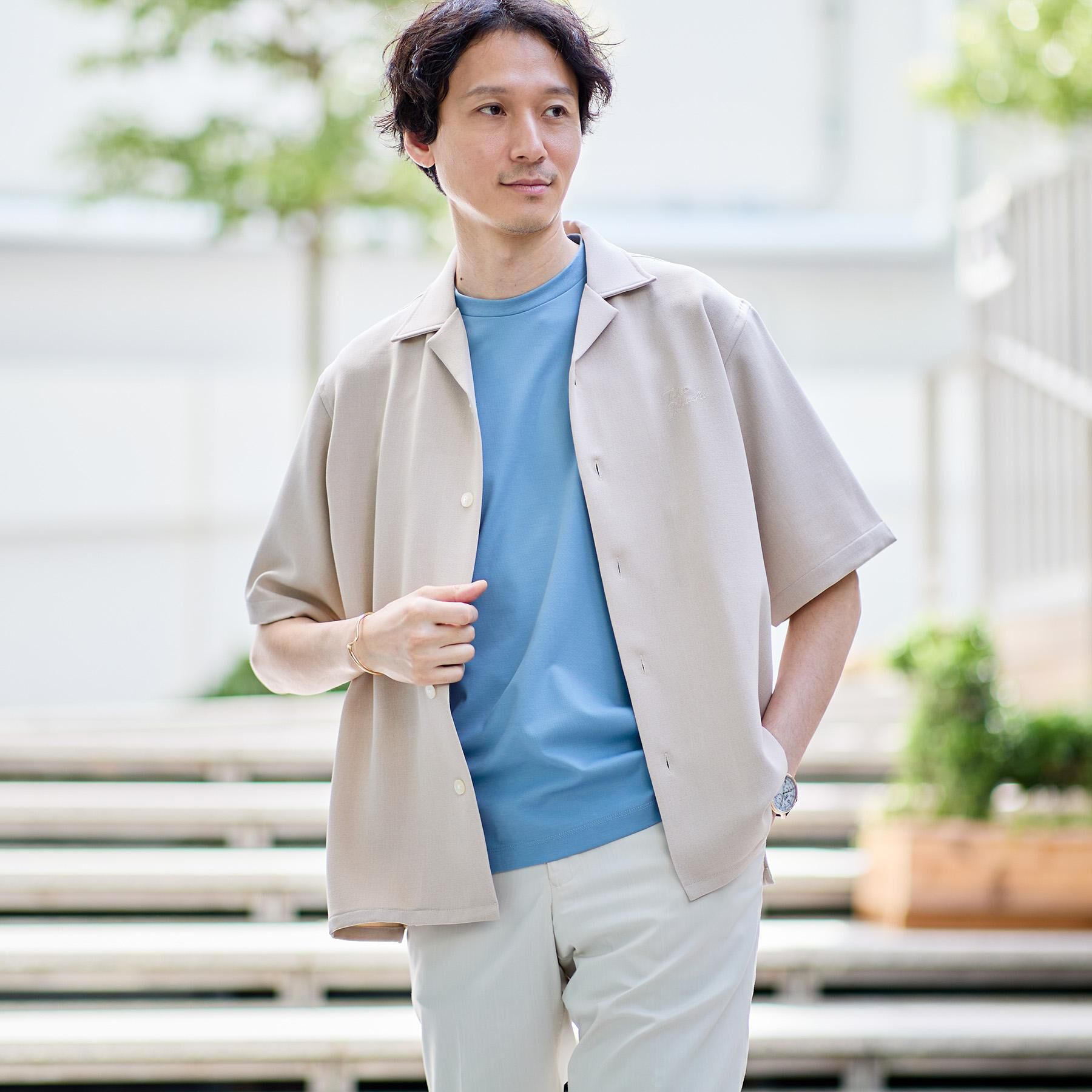 TAKEO KIKUCHI「【LIMITED】ハンドライティングロゴ 1ポイントジャージ半袖シャツ」|シャツ・ブラウス|
