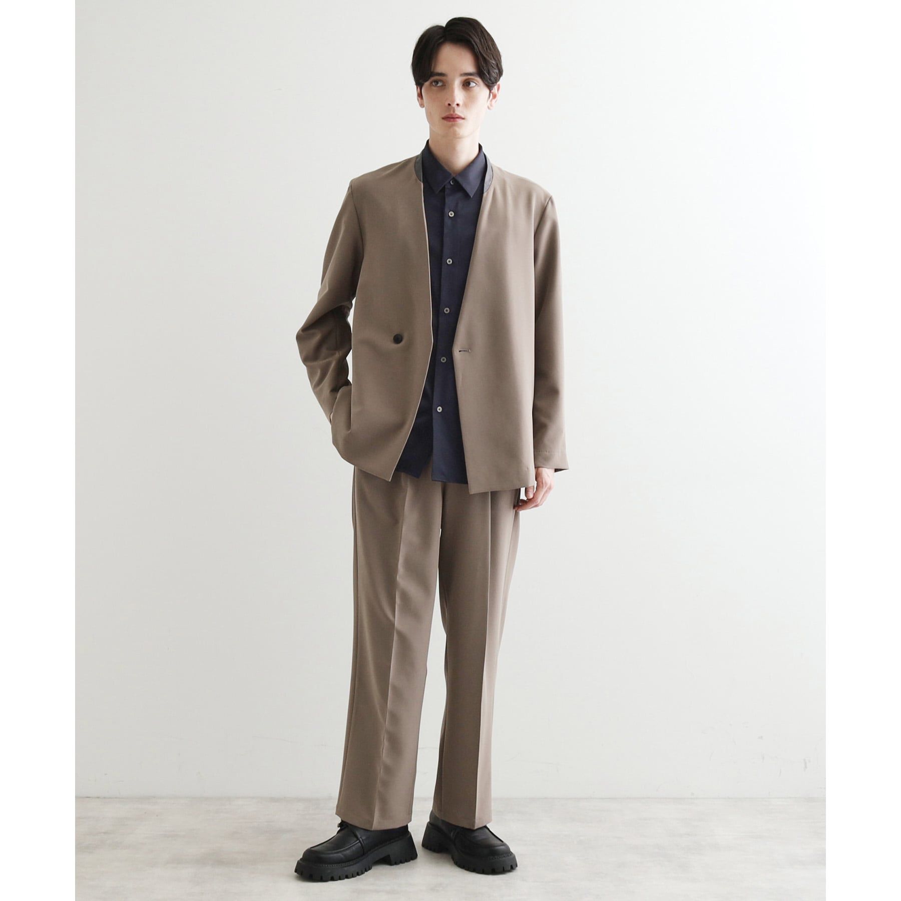 tk.TAKEO KIKUCHI「360度ストレッチノーカラージャケット（セットアップ対応）」|ノーカラージャケット|