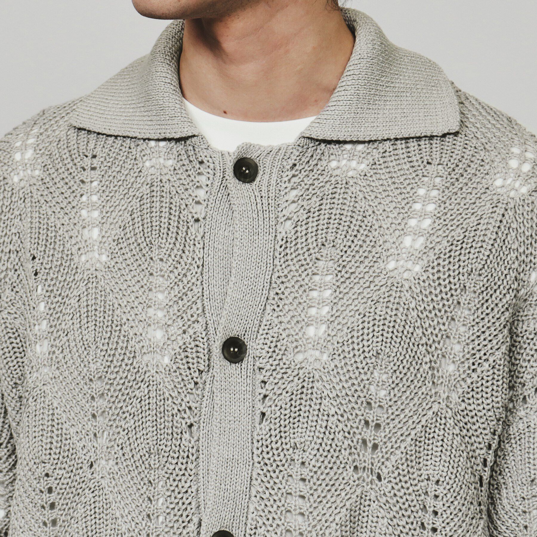 tk.TAKEO KIKUCHI「リーフジャカードニットシャツポロ」|カーディガン|