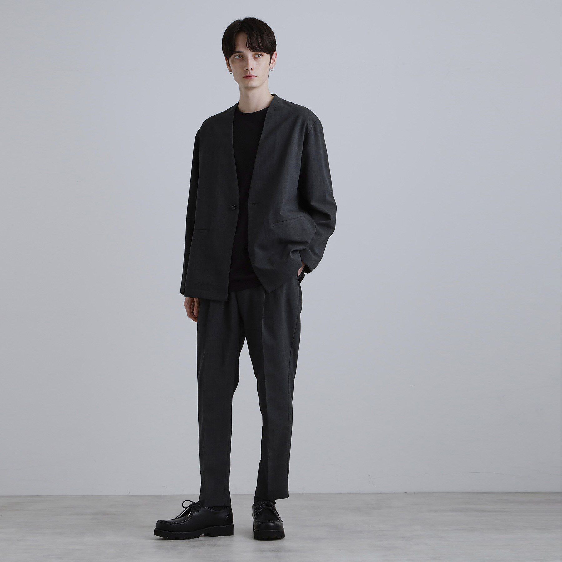 tk.TAKEO KIKUCHI「【2点セットジャケット＋パンツ】エアリードライノーカラージャケット＆スラックス」|スーツ|