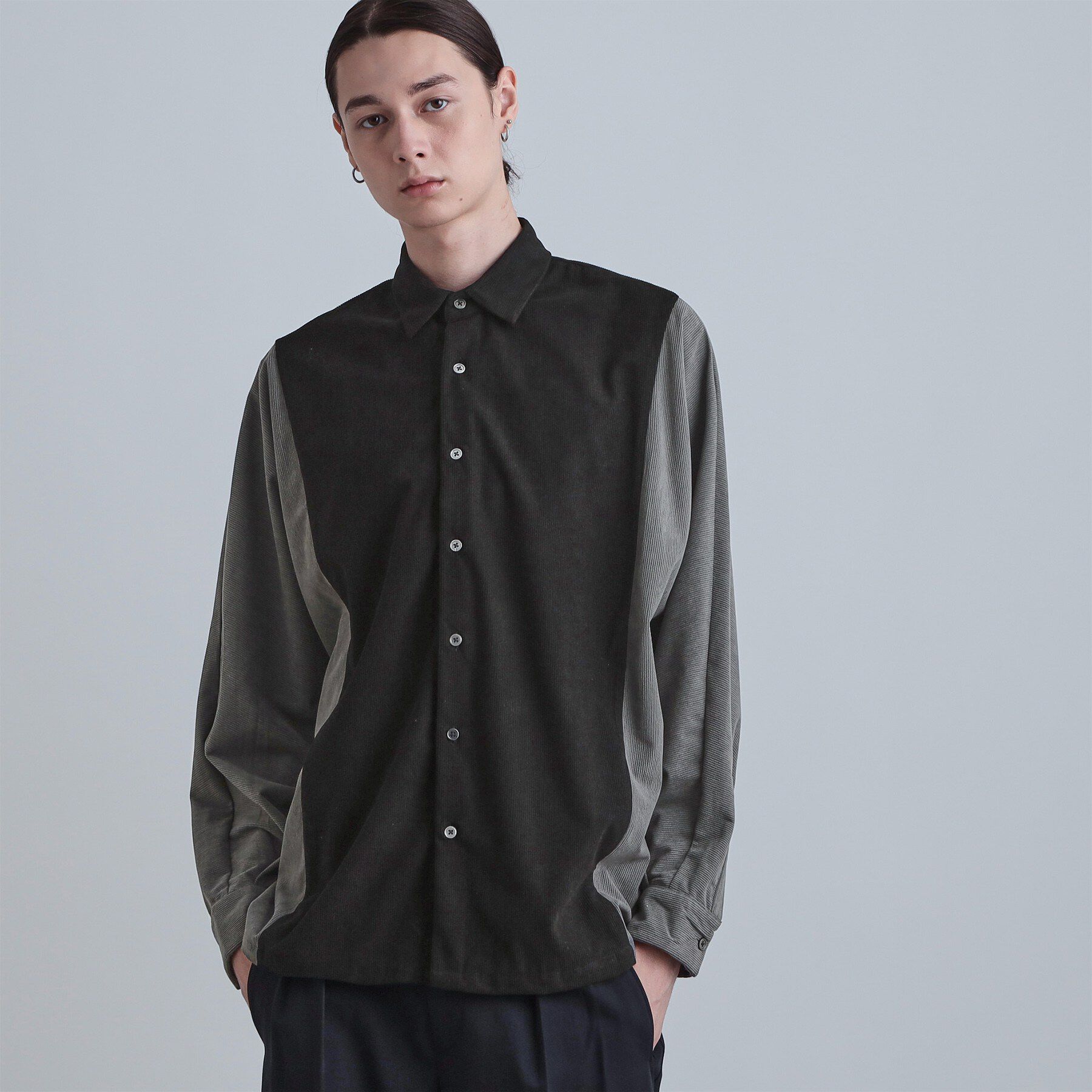 tk.TAKEO KIKUCHI「コーデュロイドルマンシャツ」|シャツ・ブラウス|ブラック(019)