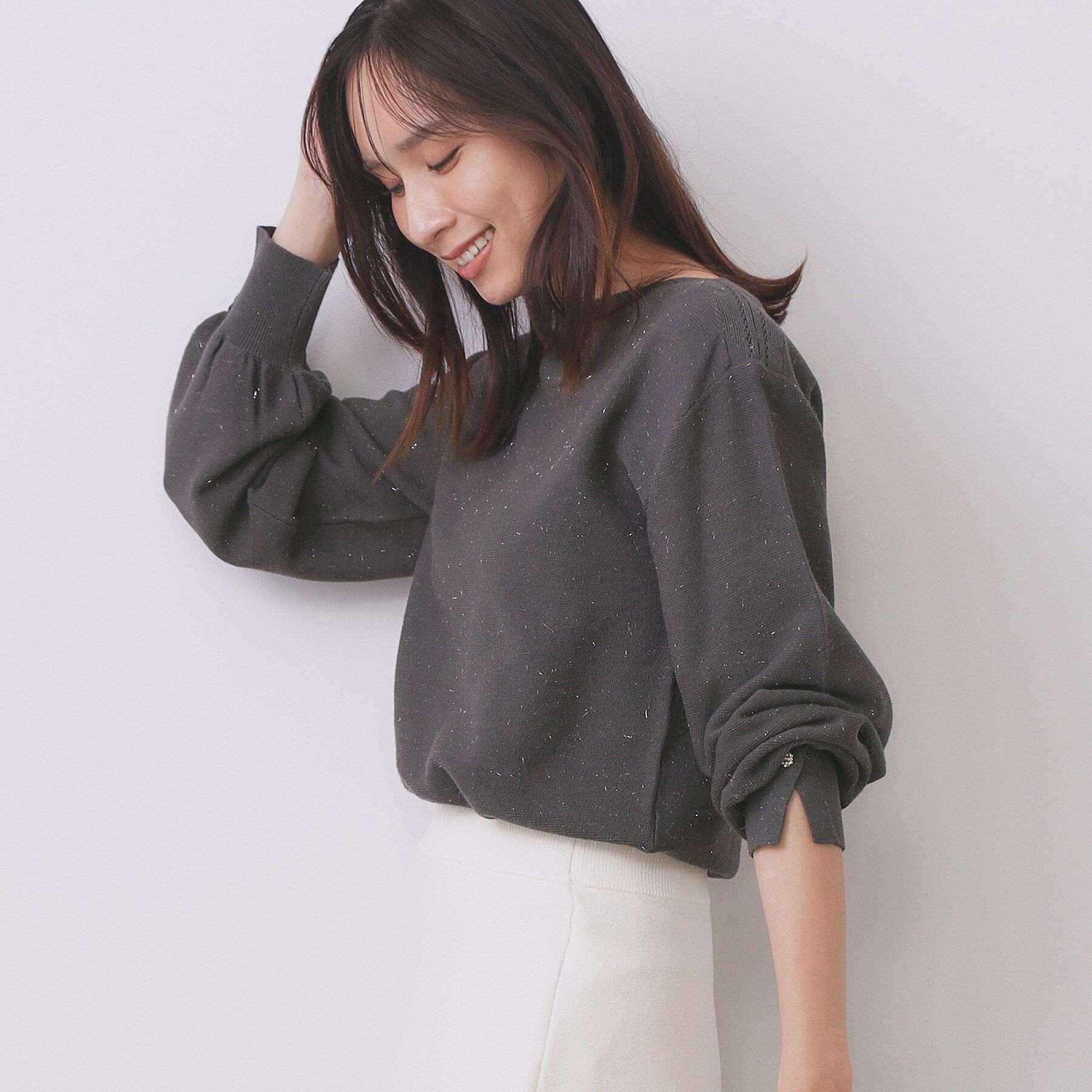 index「ラメガーター編みボートネックニット【洗濯機OK】《8col/XS～LL》」|ニット・セーター|