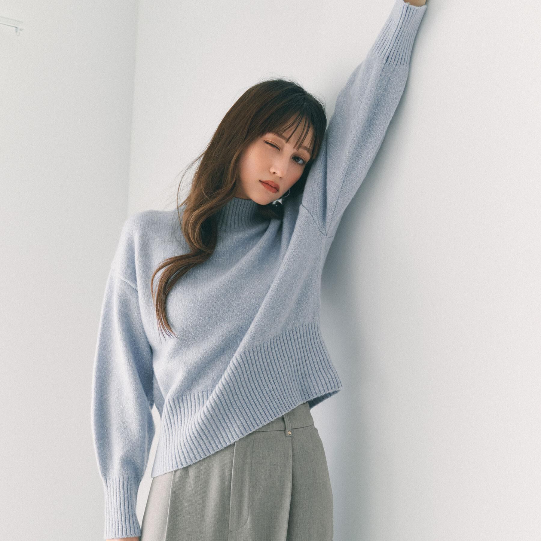 index「選べる2丈 ハイネックカラーミックスラメニット【洗濯機OK】」|ニット・セーター|