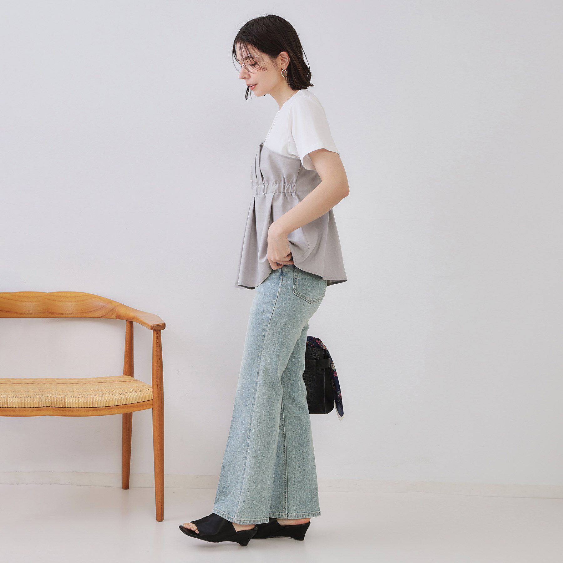 OPAQUE.CLIP「《SS-LLサイズ》ストレッチセミフレアデニム【洗濯機洗い可】」|デニム|