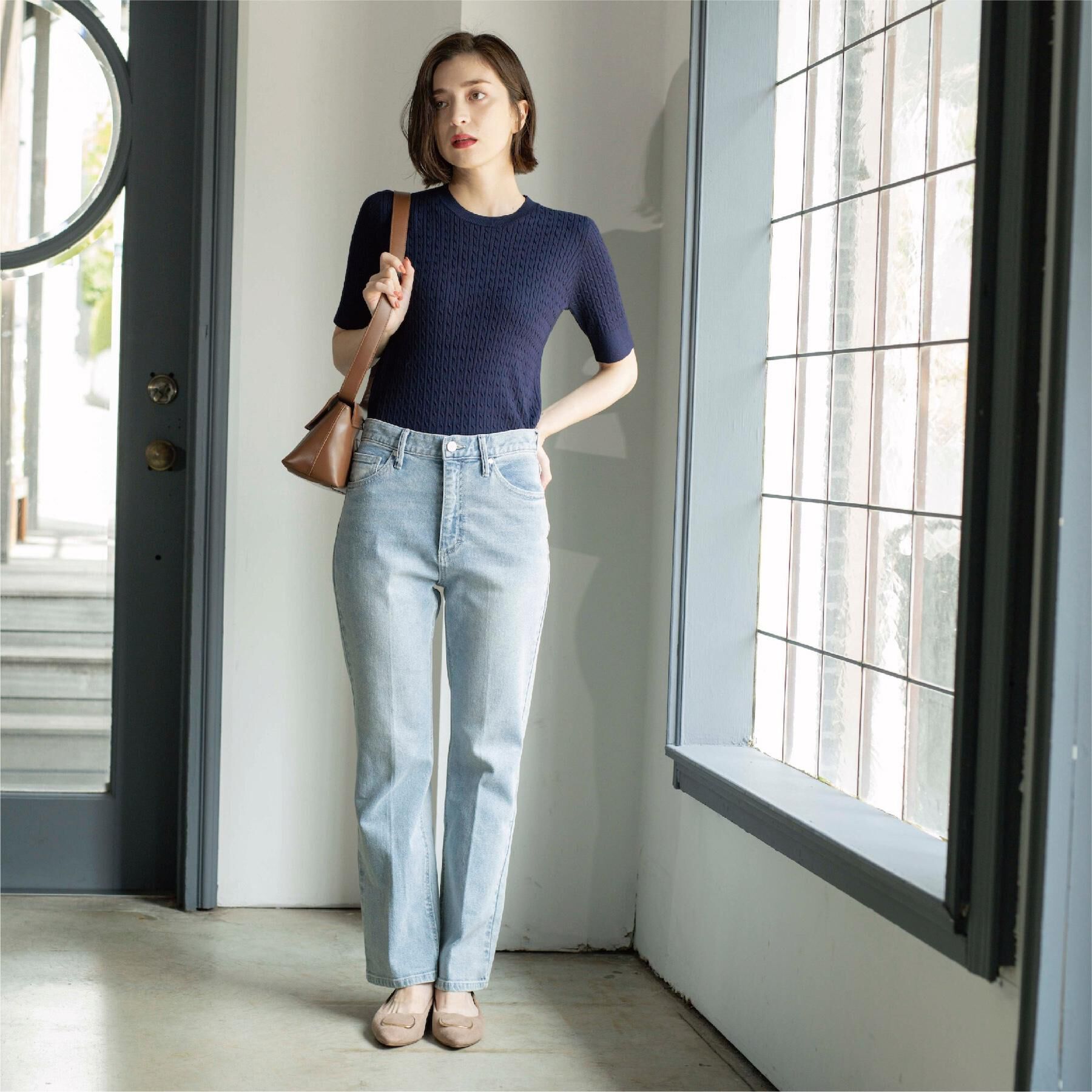 OPAQUE.CLIP「《SS-LLサイズ》ストレッチセミフレアデニム【洗濯機洗い可】」|デニム|