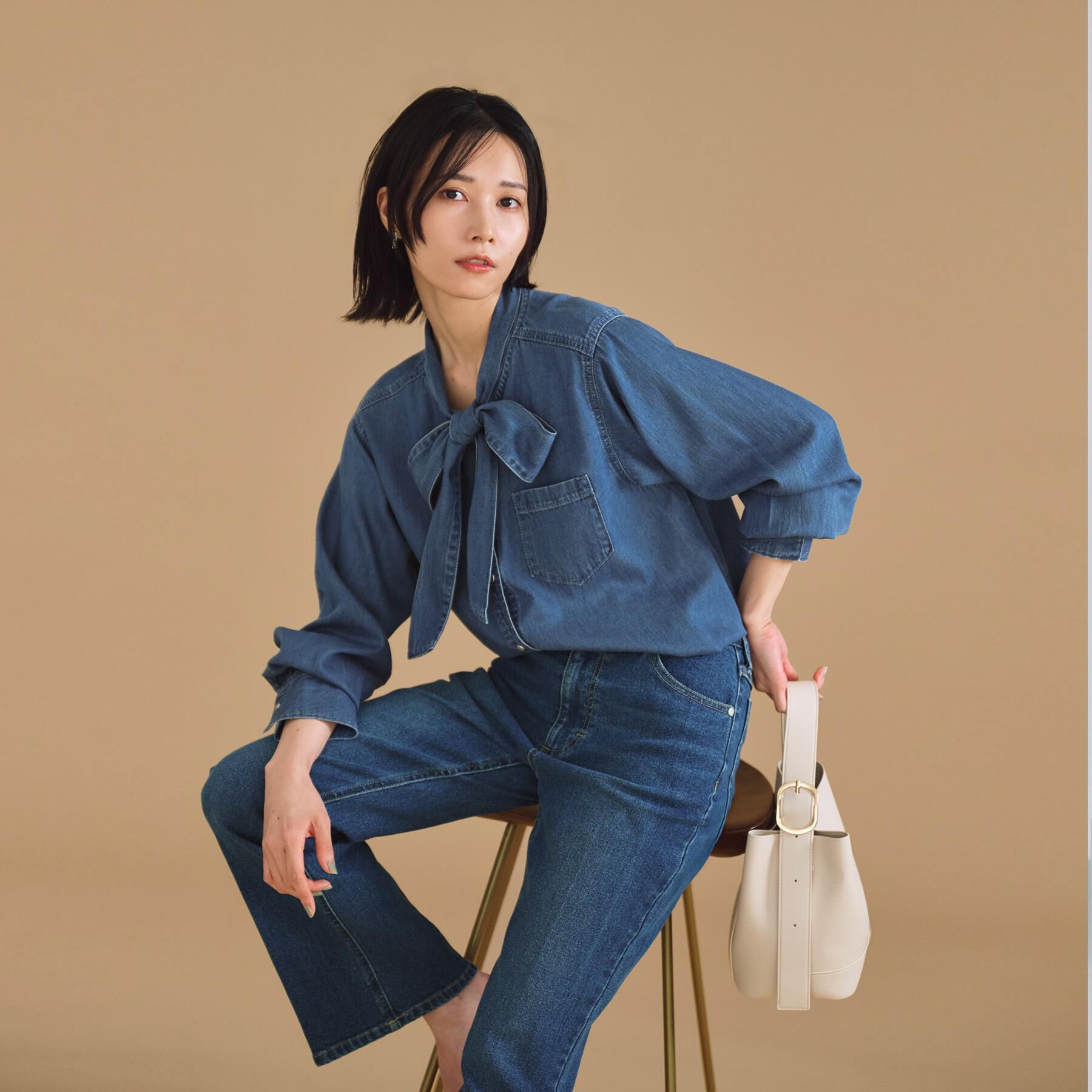 OPAQUE.CLIP「《SS-LLサイズ》ストレッチセミフレアデニム【洗濯機洗い可】」|デニム|