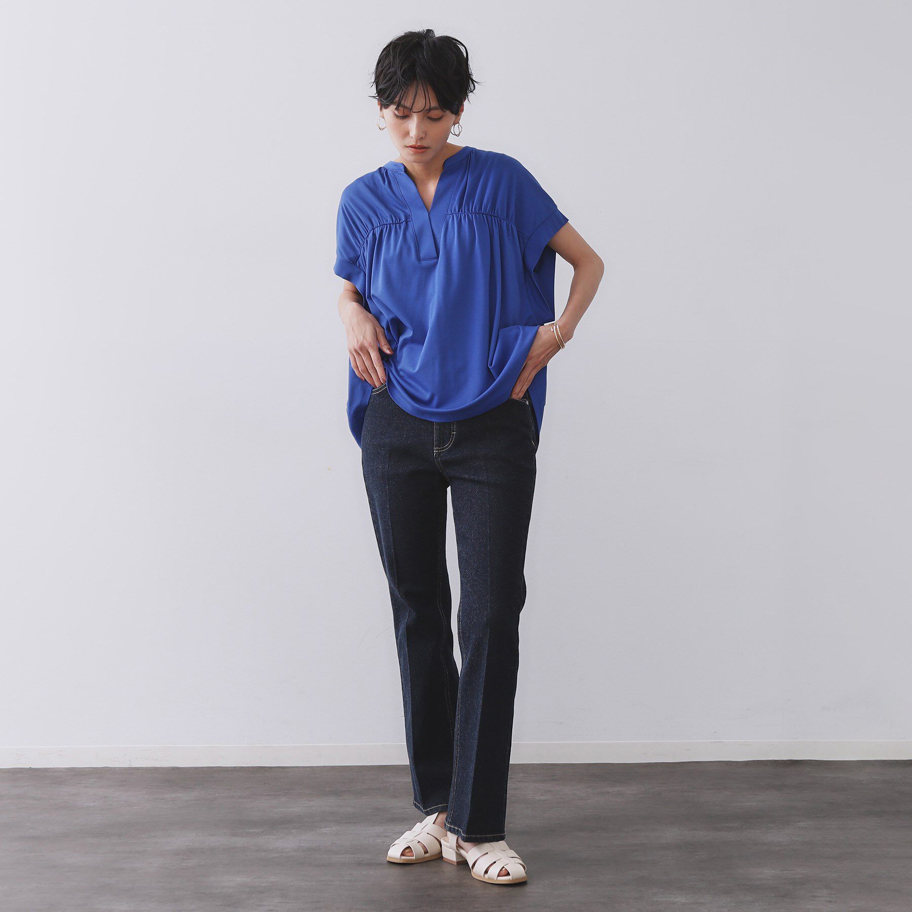 OPAQUE.CLIP「《SS-LLサイズ》ストレッチセミフレアデニム【洗濯機洗い可】」|デニム|