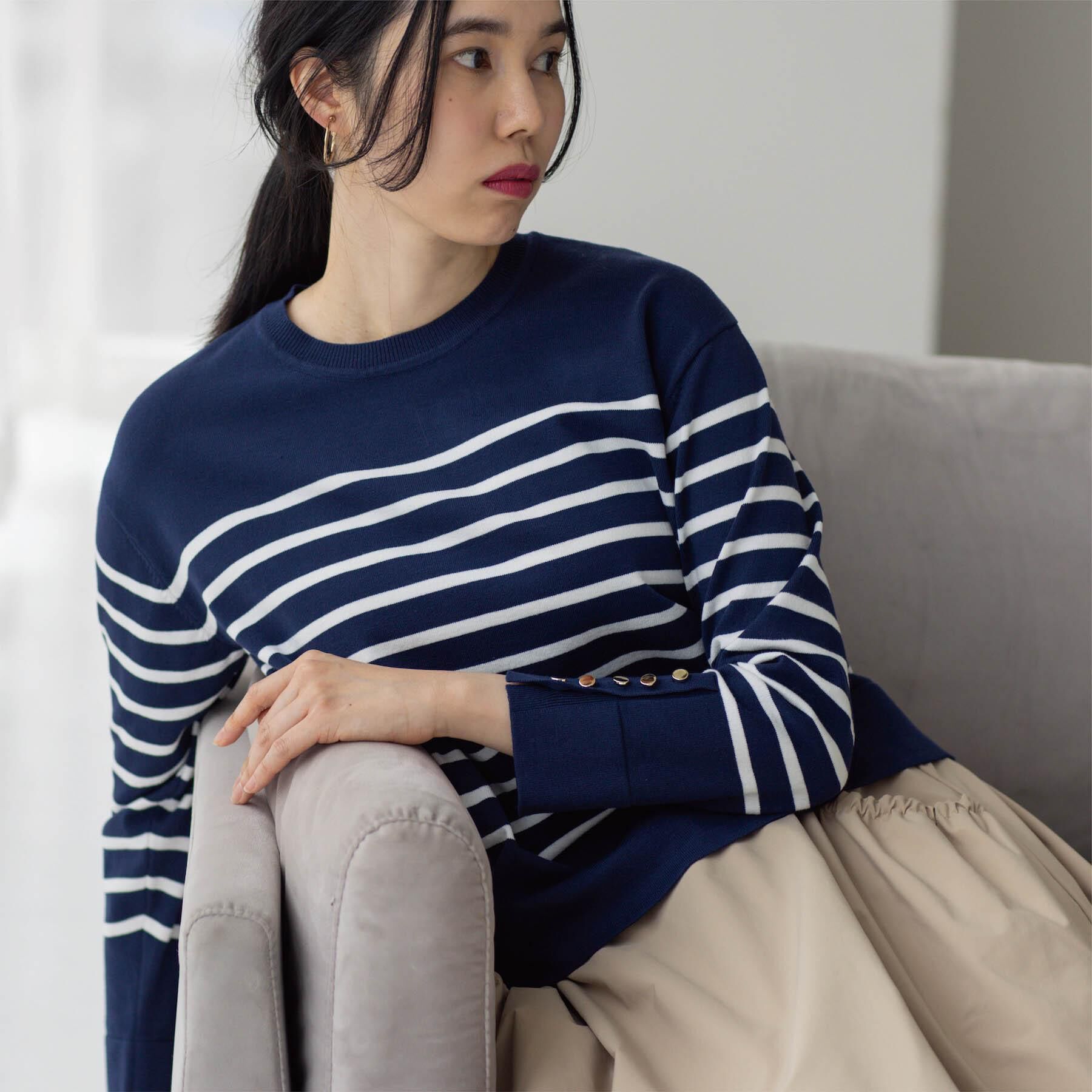 OPAQUE.CLIP「金ボタン使いリラクシーニット【洗濯機OK】」|ニット・セーター|