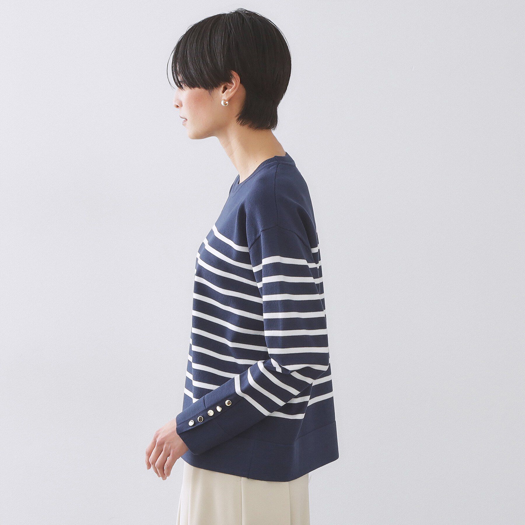 OPAQUE.CLIP「金ボタン使いリラクシーニット【洗濯機OK】」|ニット・セーター|