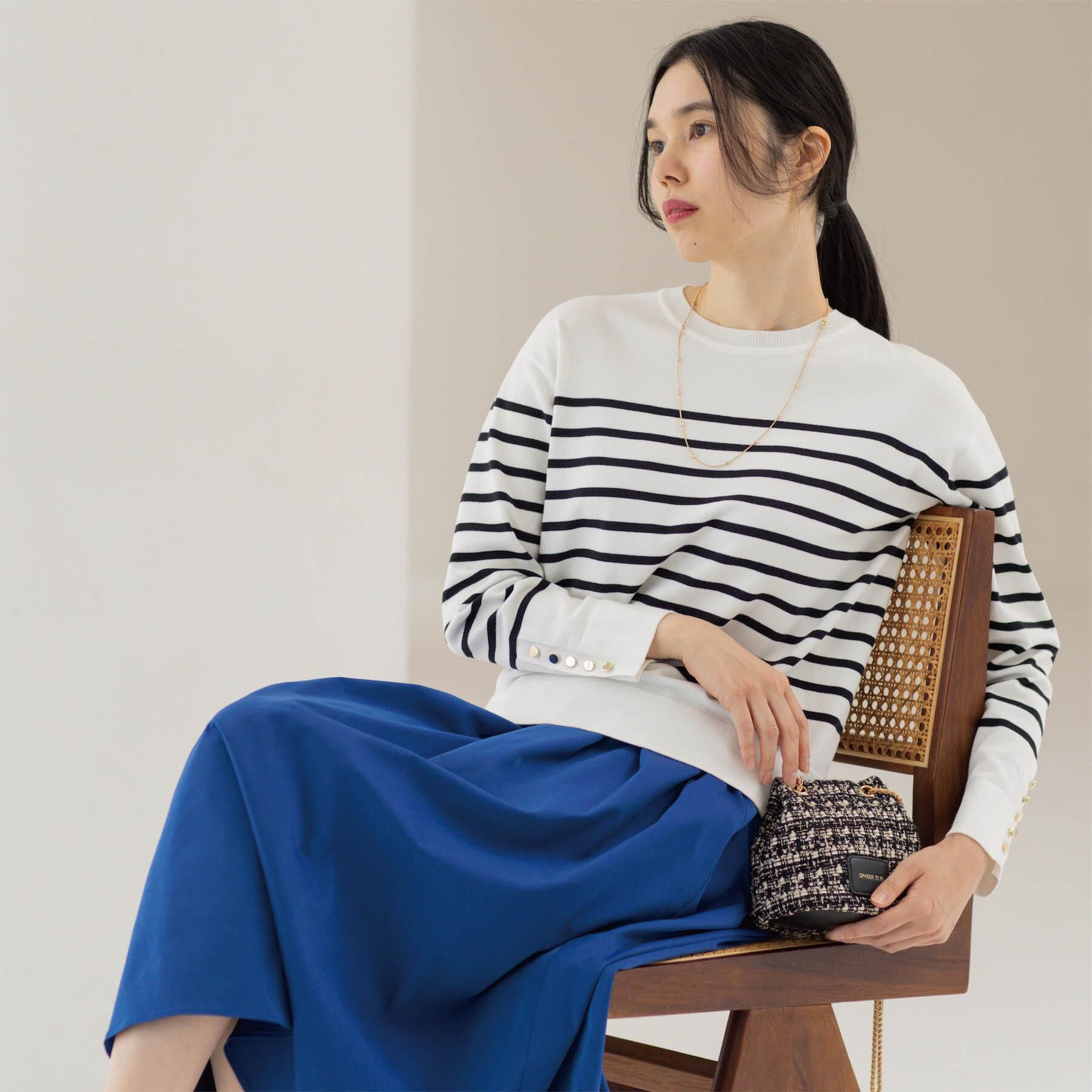 OPAQUE.CLIP「金ボタン使いリラクシーニット【洗濯機OK】」|ニット・セーター|