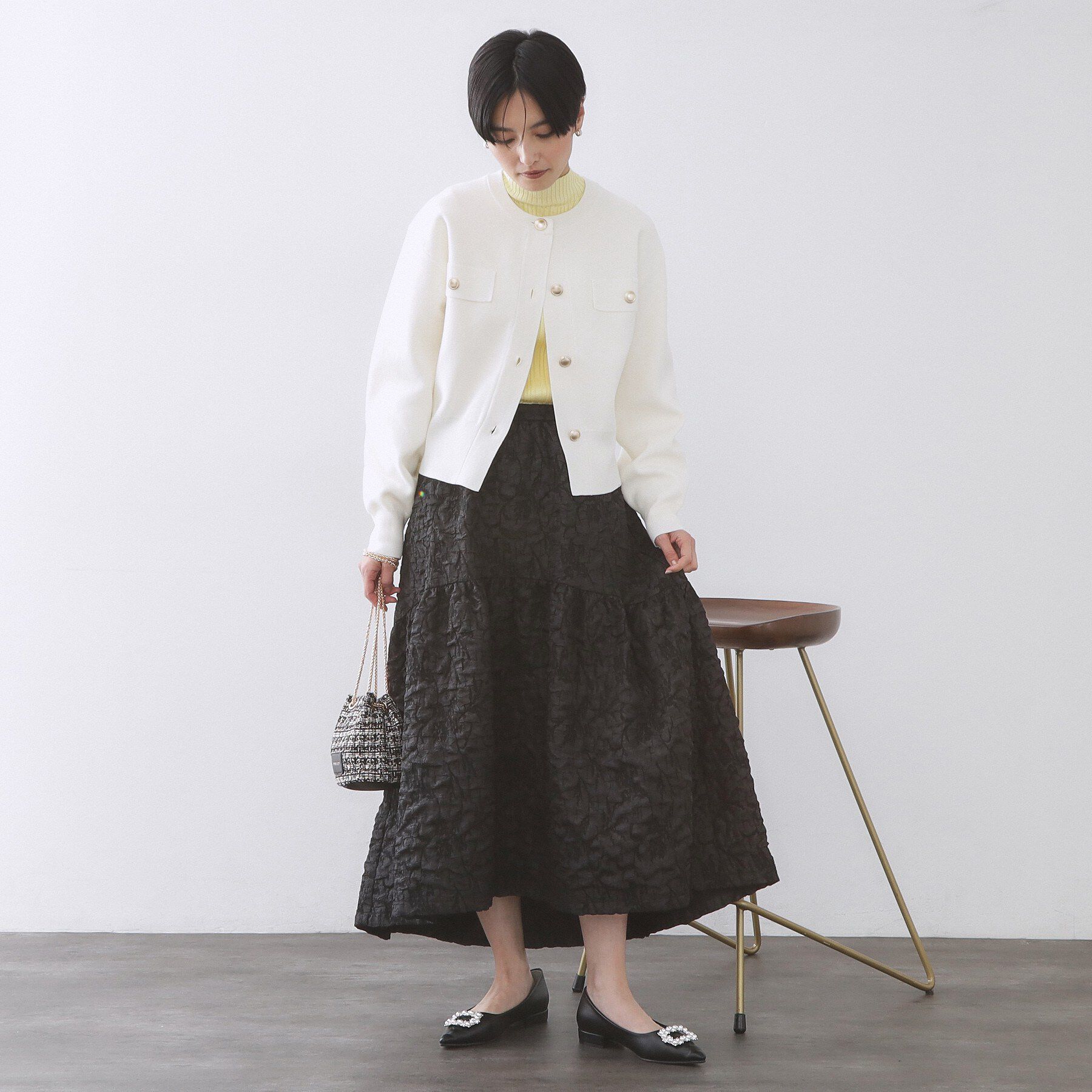 OPAQUE.CLIP「フラップポケット金ボタンニットカーディガン【洗濯機OK】」|カーディガン|