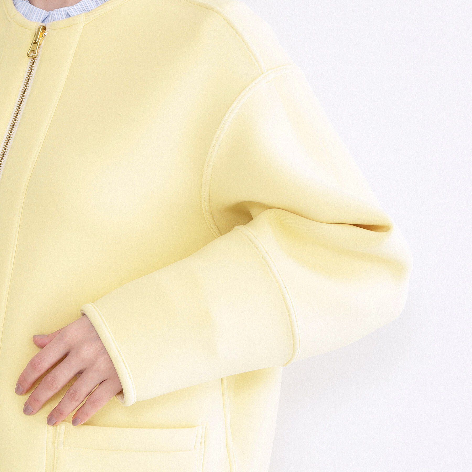 OPAQUE.CLIP「リバーシブル配色ノーカラーコート【洗濯機OK】」|ノーカラーコート|