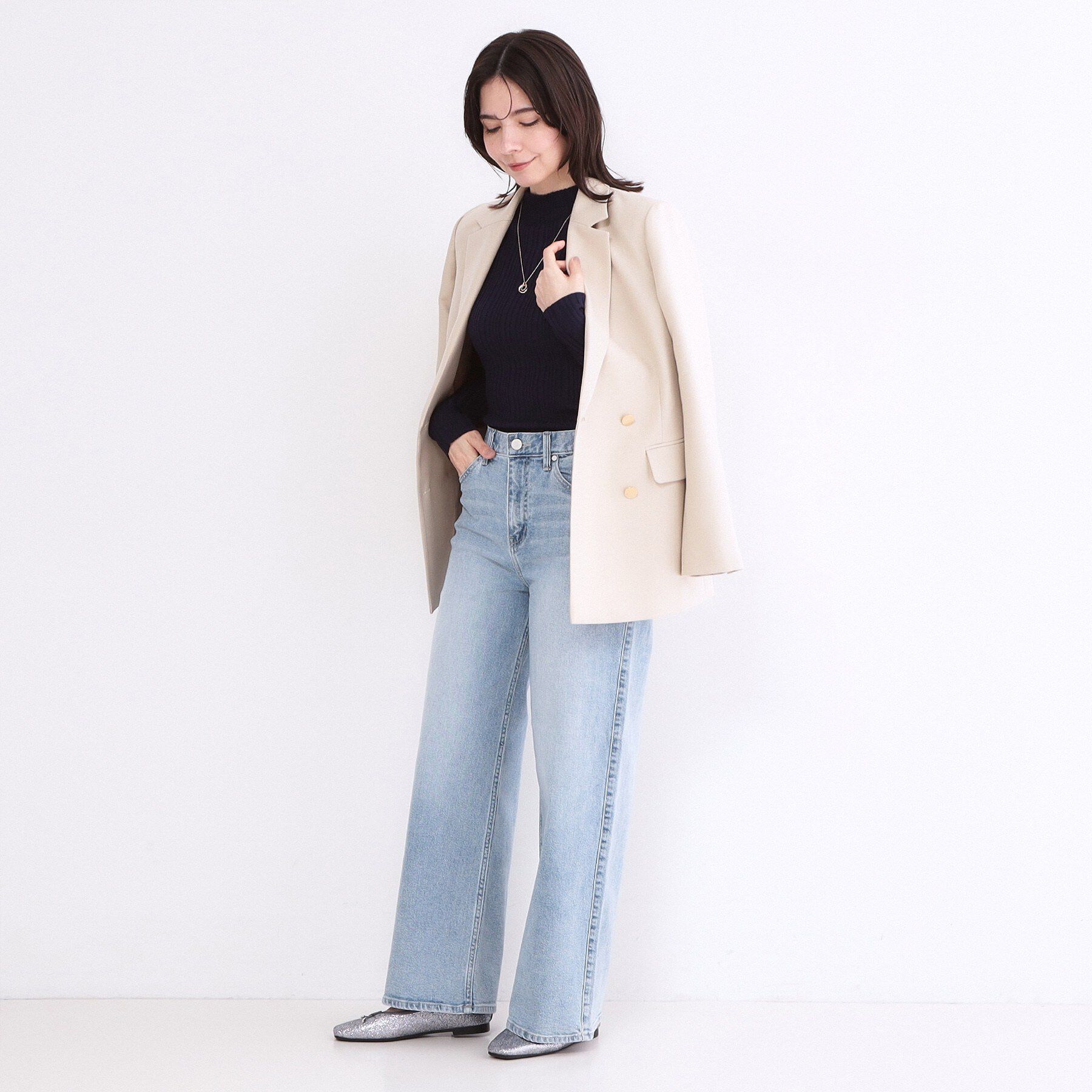 OPAQUE.CLIP「ランダムリブハイネックニット【洗濯機OK】」|ニット・セーター|