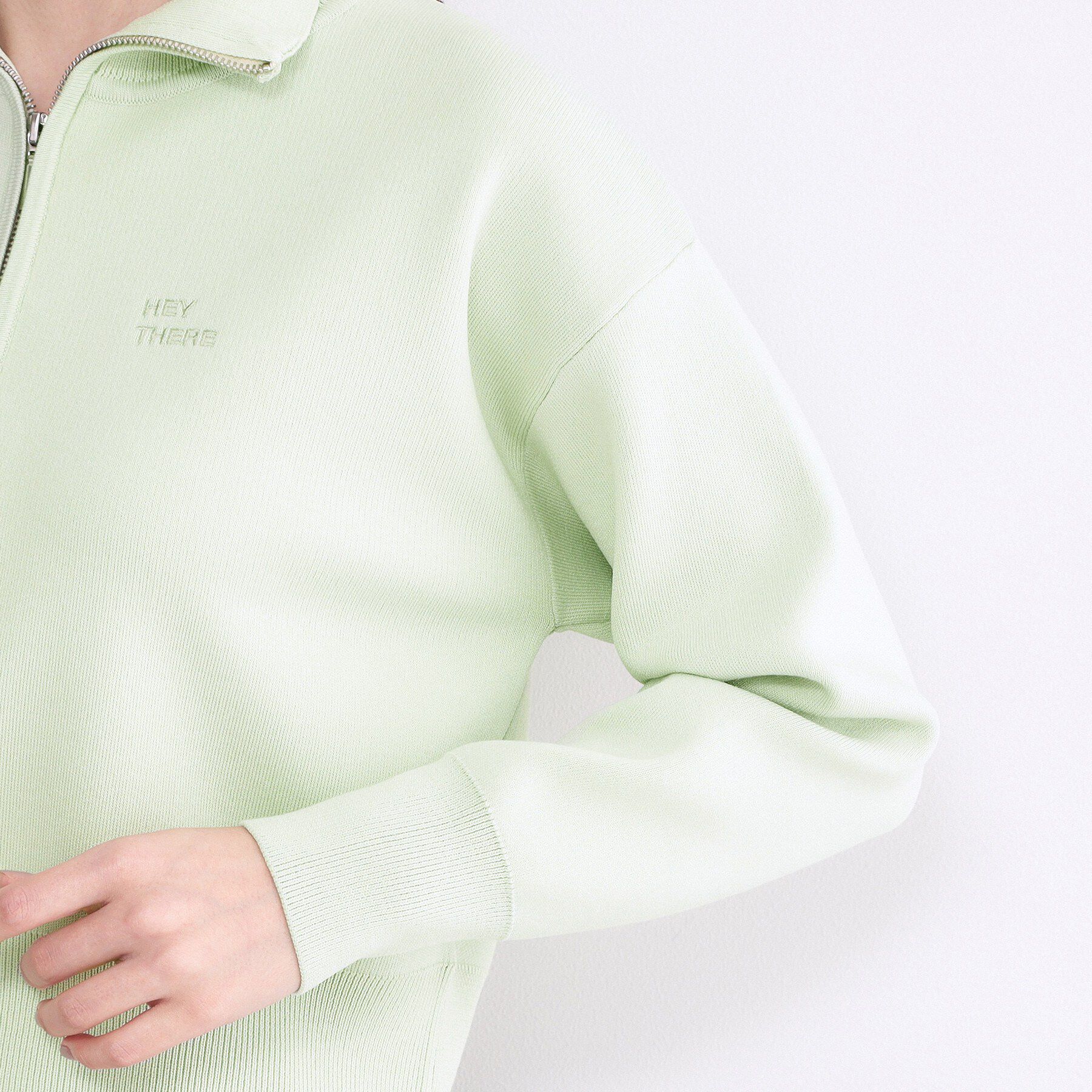 OPAQUE.CLIP「ハーフZIP刺繍ロゴニット【洗濯機OK】」|ニット・セーター|