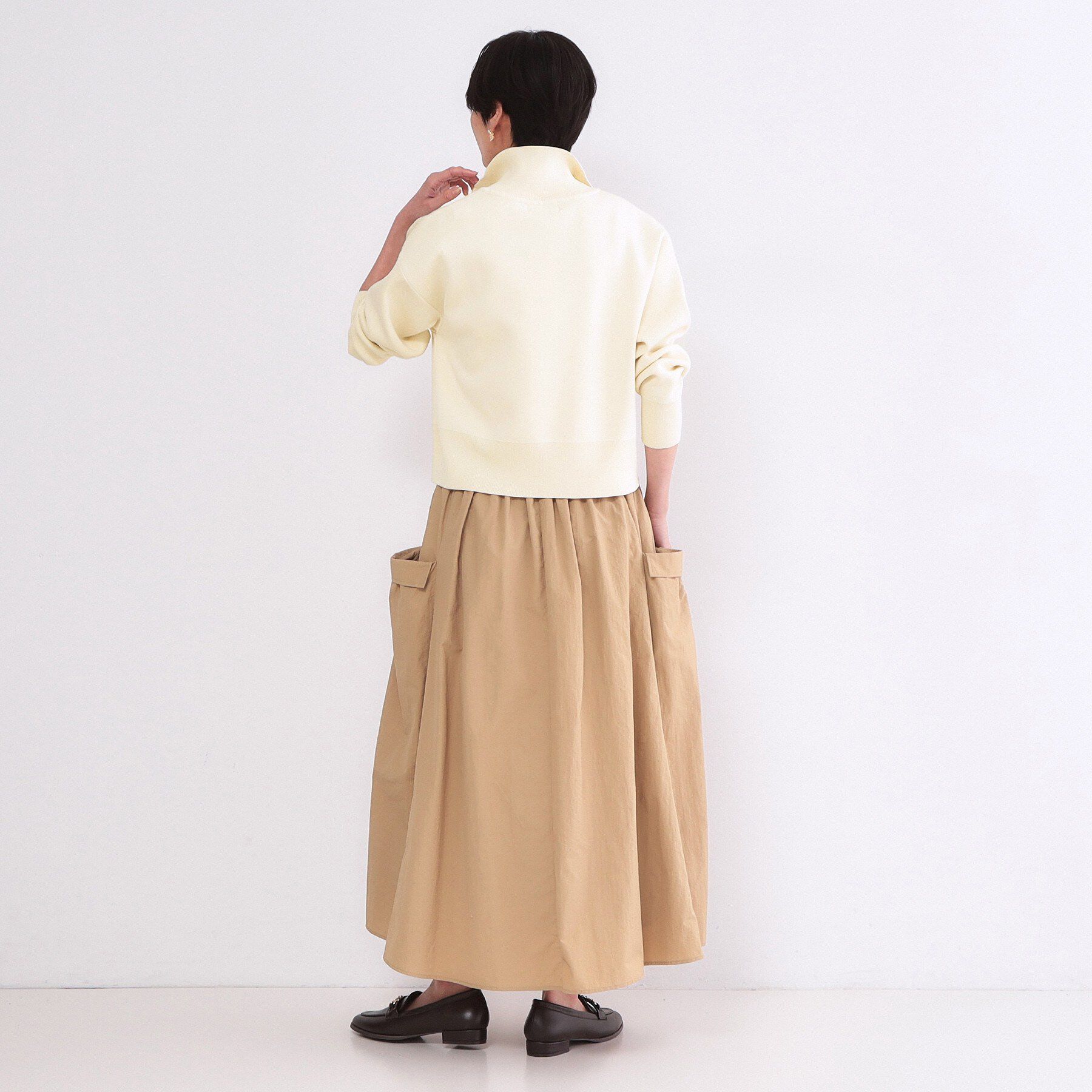 OPAQUE.CLIP「ハーフZIP刺繍ロゴニット【洗濯機OK】」|ニット・セーター|