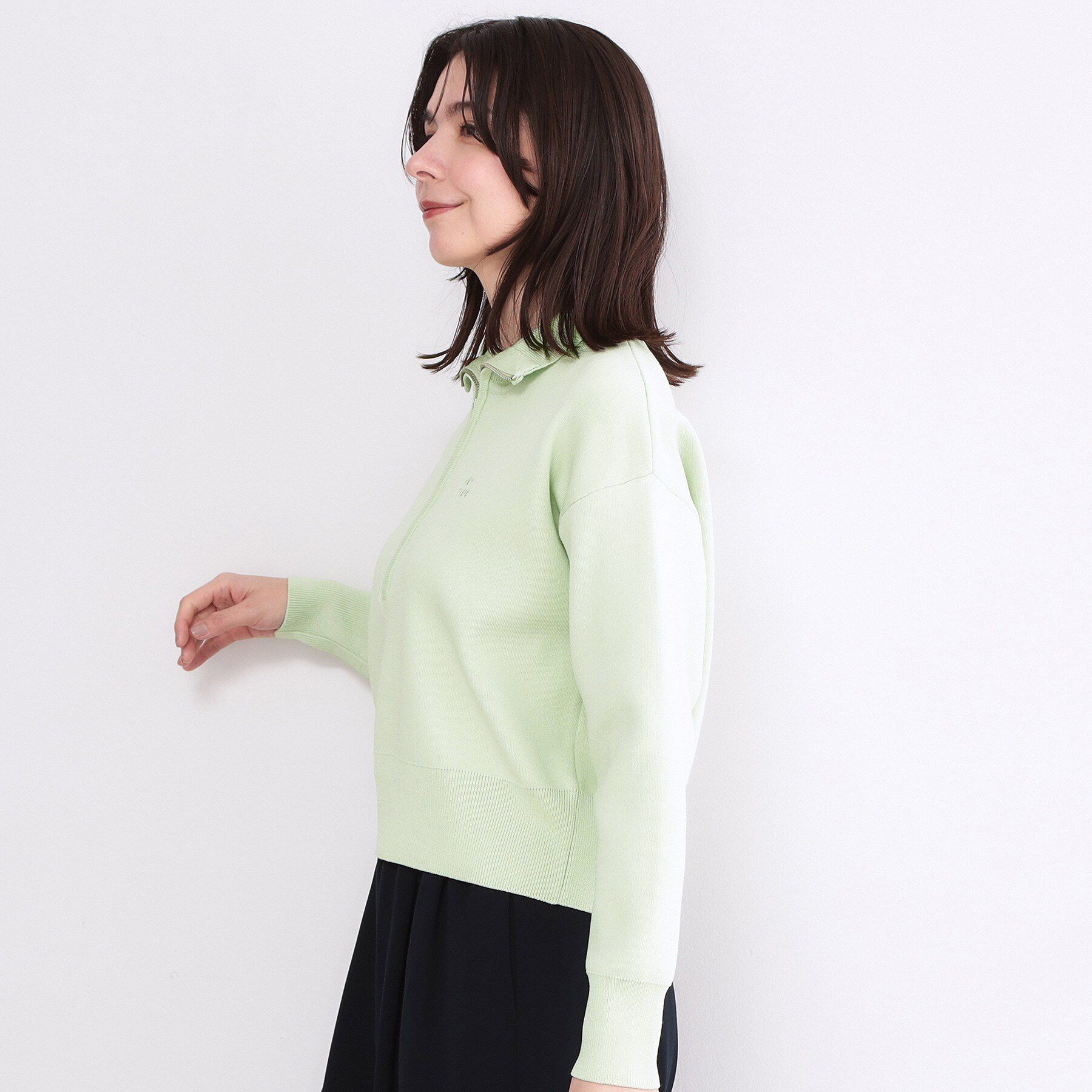 OPAQUE.CLIP「ハーフZIP刺繍ロゴニット【洗濯機OK】」|ニット・セーター|