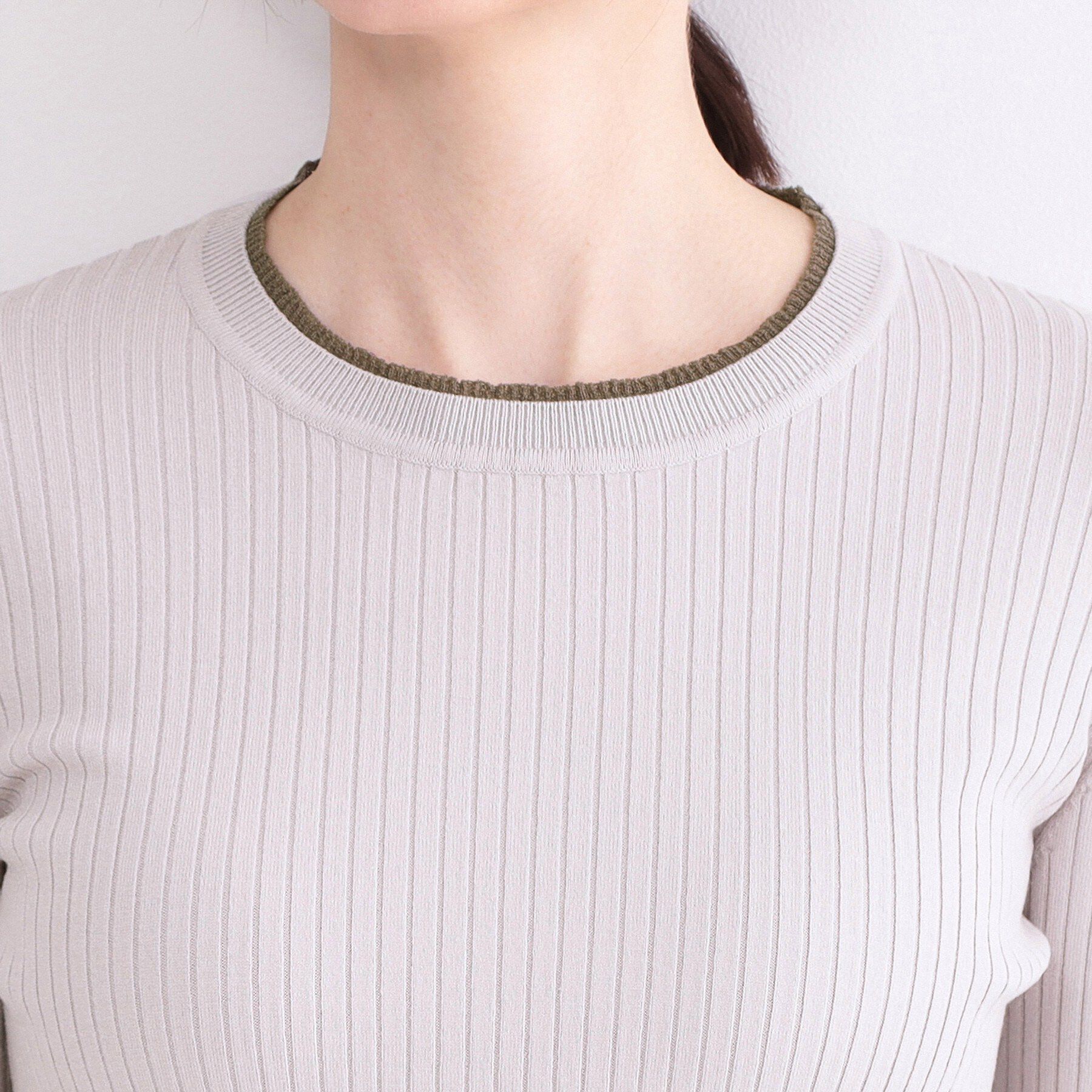 OPAQUE.CLIP「レイヤード風クルーネックリブニット【洗濯機OK】」|ニット・セーター|