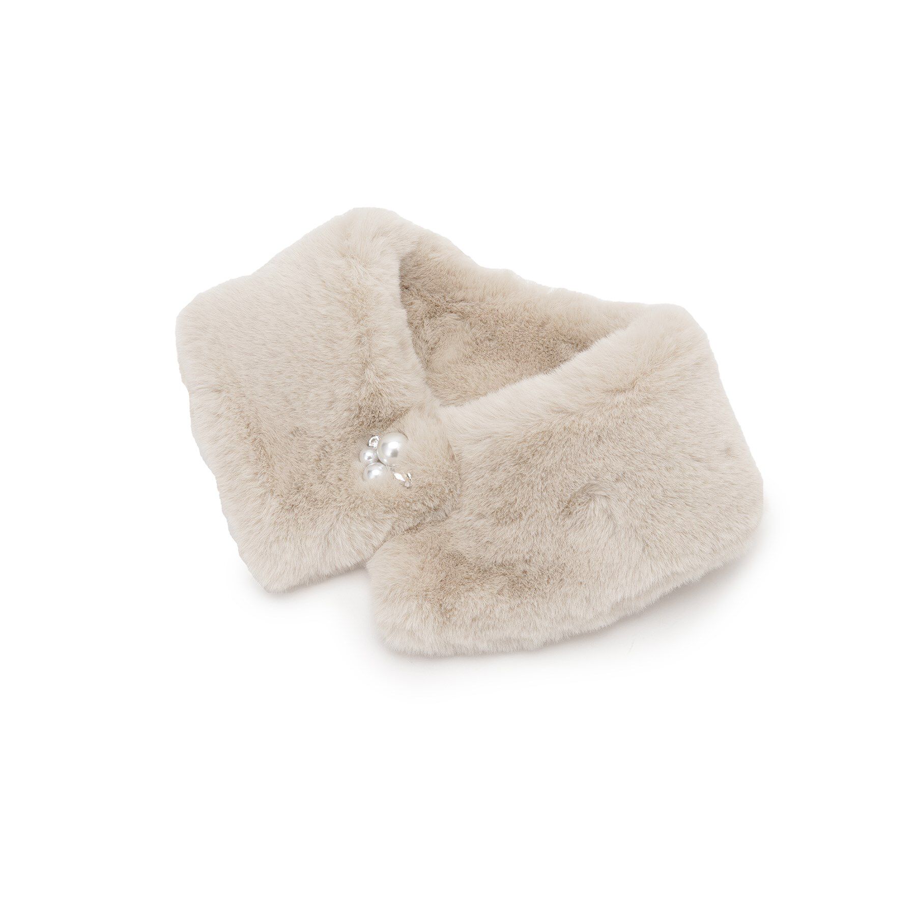 Couture broach「エコファービジューパール調ティペット」|ストール|ライトベージュ(05