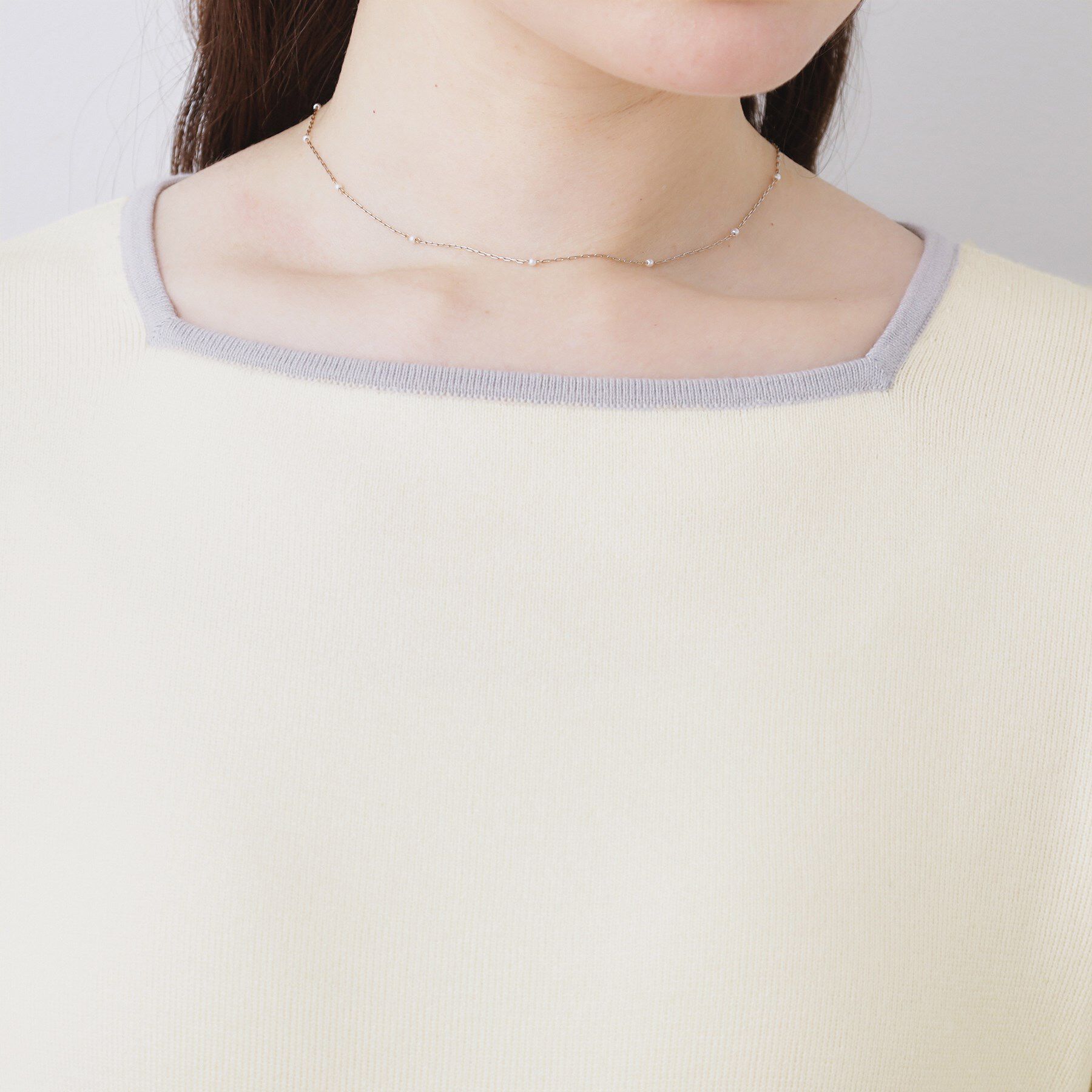 Couture broach「【ハレの日・通勤】スクエアネック バイカラー ニットワンピース」|ワンピース|