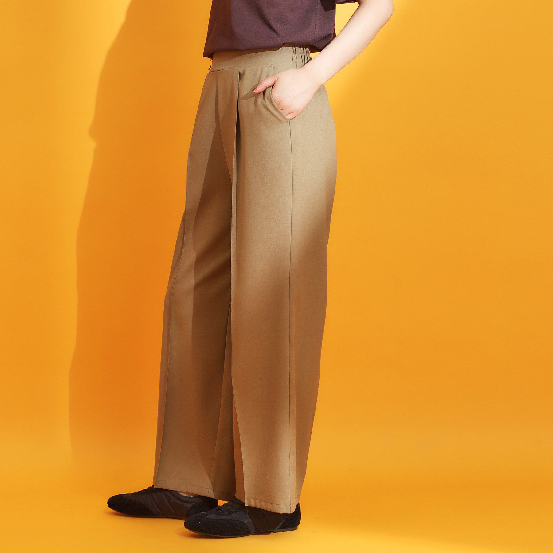 THE SHOP TK「麻調ピンタックワイドパンツ【洗濯機OK】」|その他|