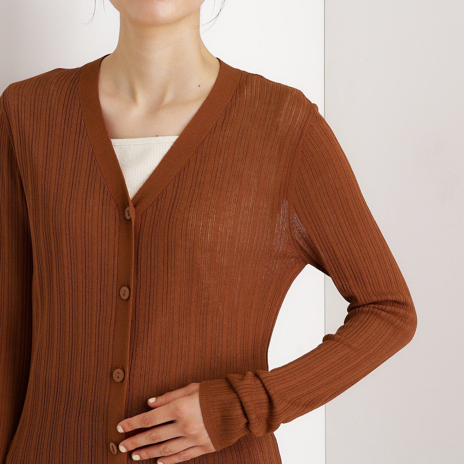 THE SHOP TK「ランダムリブカーディガン【洗濯機OK】」|カーディガン|