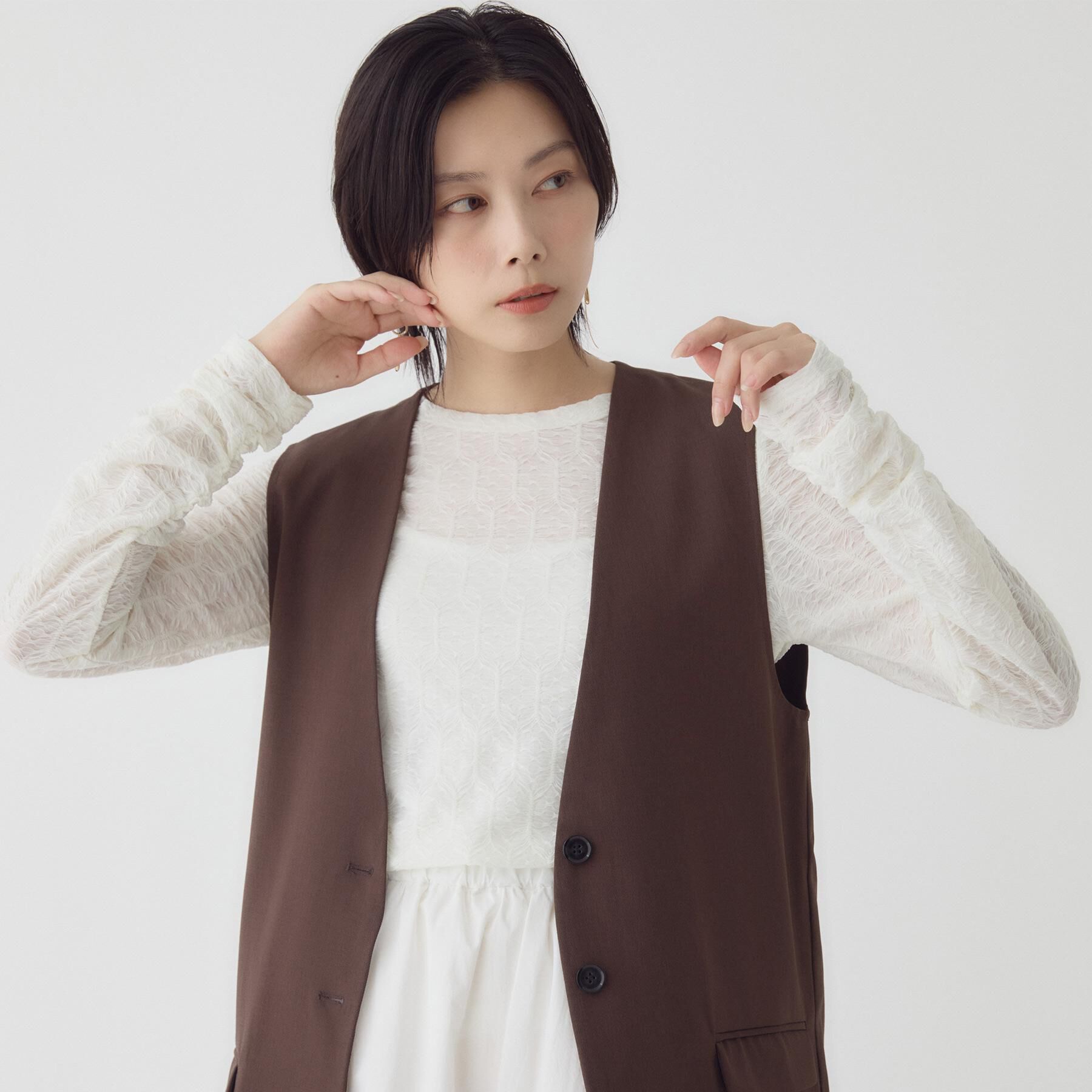 THE SHOP TK「ノーカラージレ【セットアップ可/洗濯機OK】」|ベスト・ジレ|