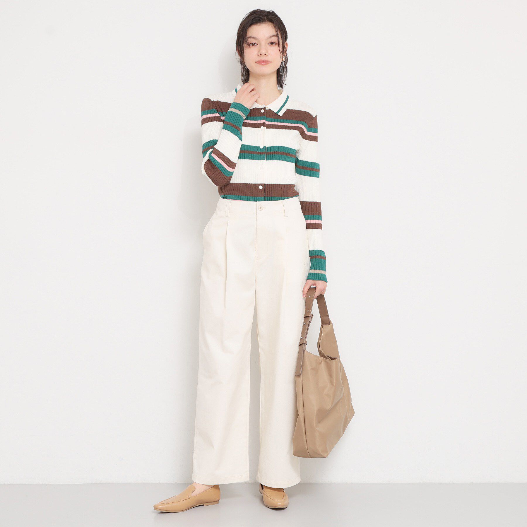 THE SHOP TK「衿付マルチボーダーニット」|ニット・セーター|