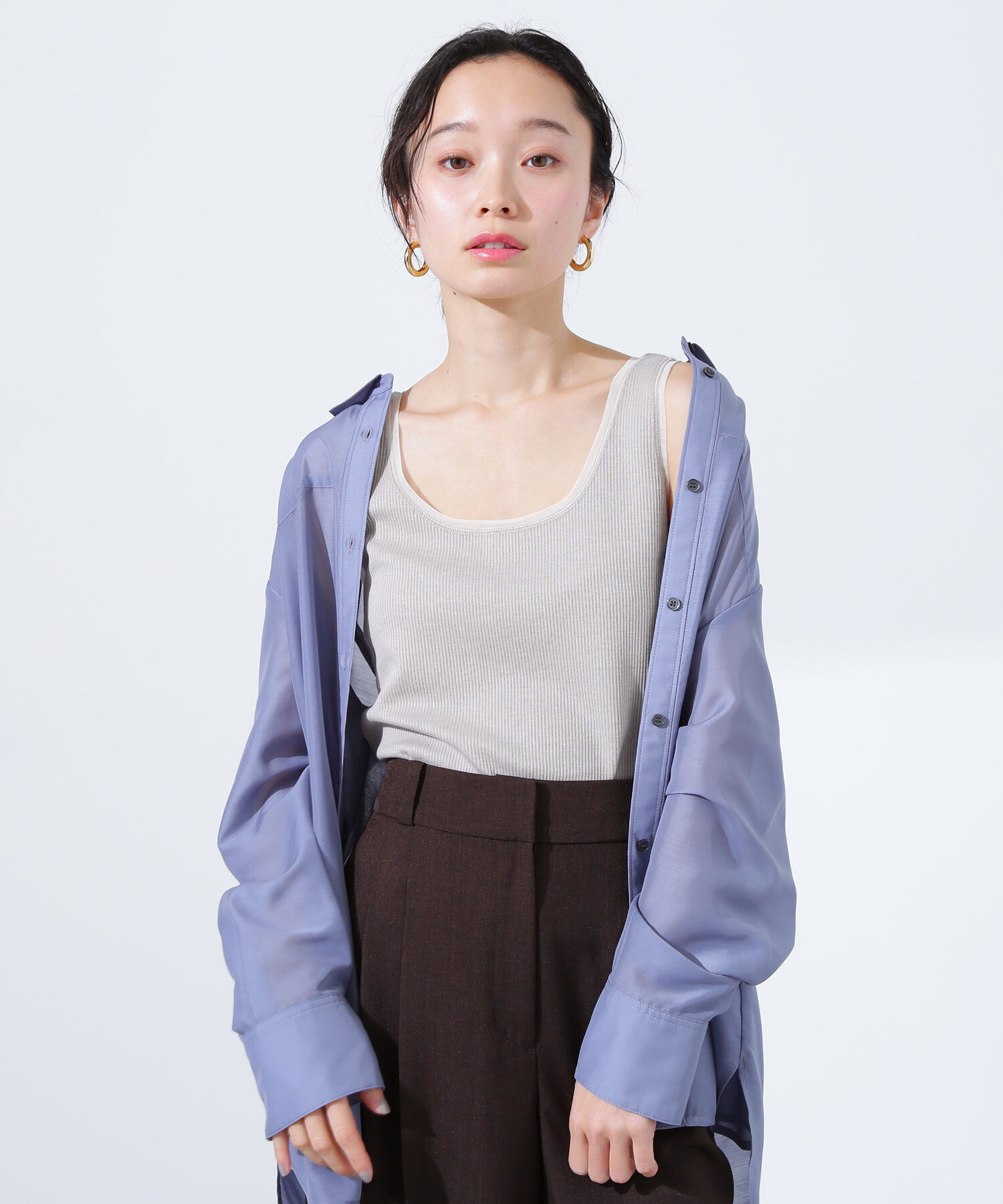  「シアートリムタンクトップ」|Tシャツ・カットソー|ベージュ