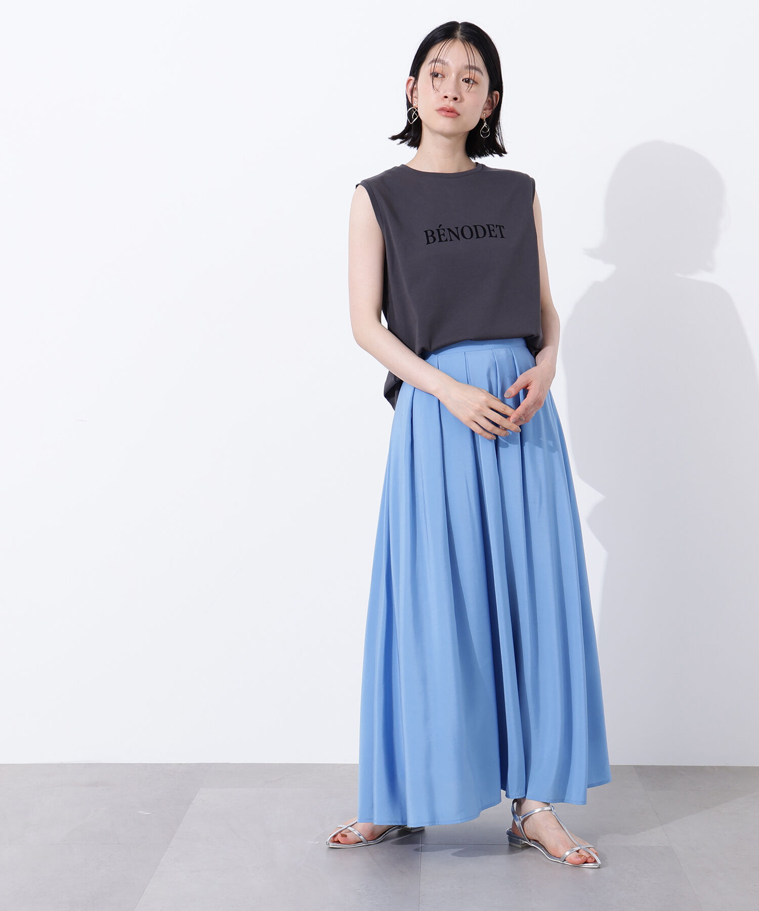  「フロッキープリントノースリーブTシャツ」|Tシャツ・カットソー|