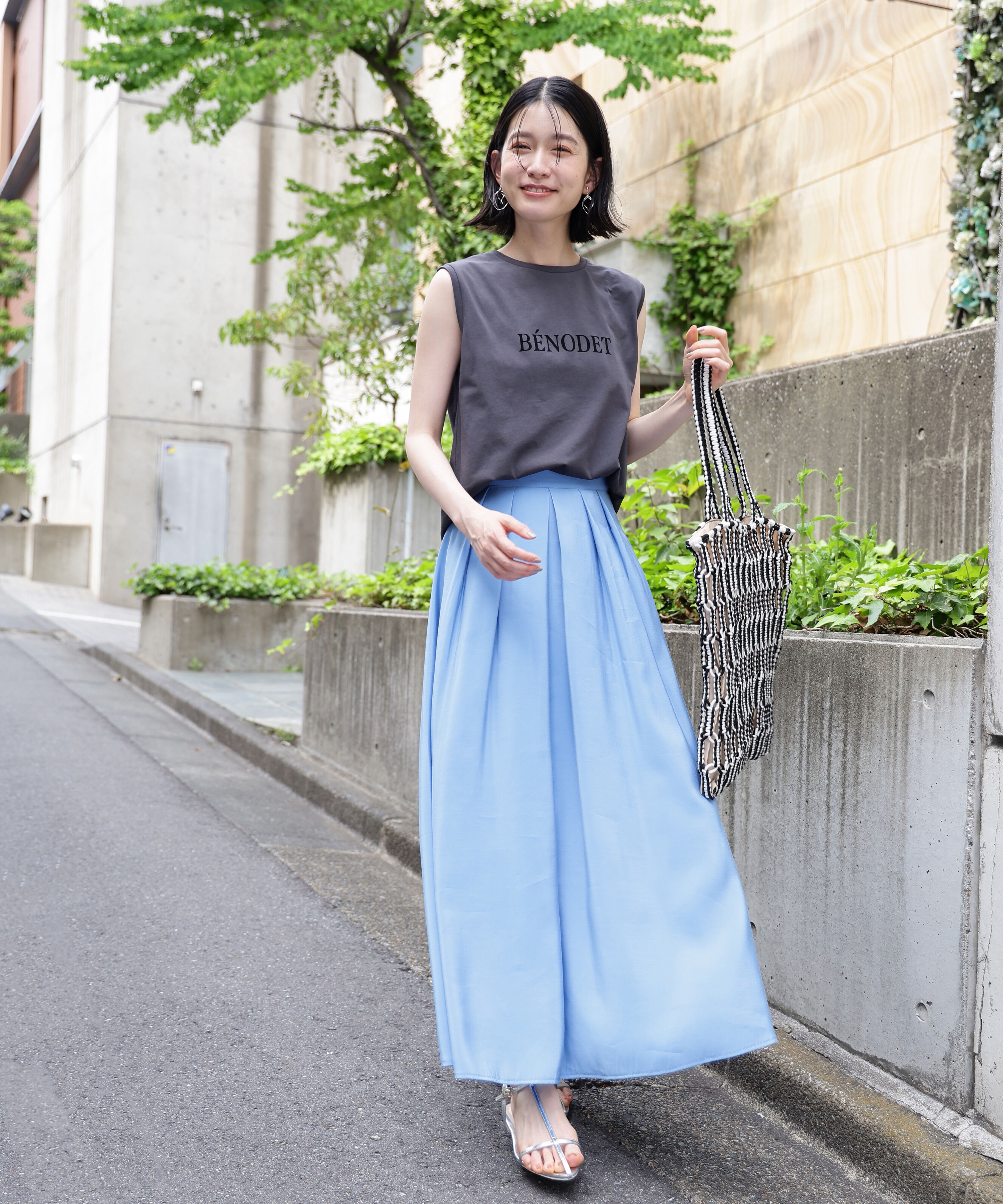  「フロッキープリントノースリーブTシャツ」|Tシャツ・カットソー|