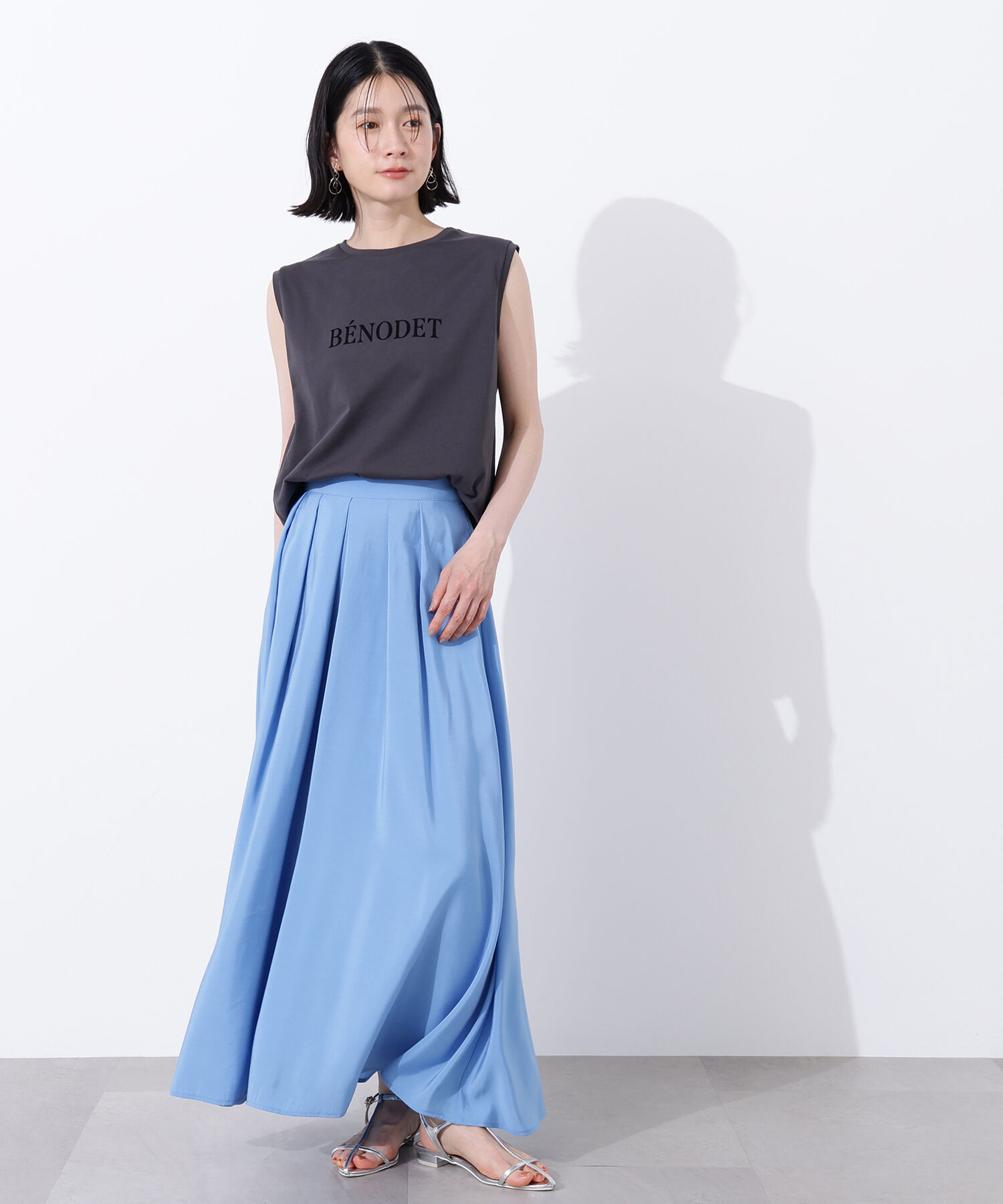  「フロッキープリントノースリーブTシャツ」|Tシャツ・カットソー|