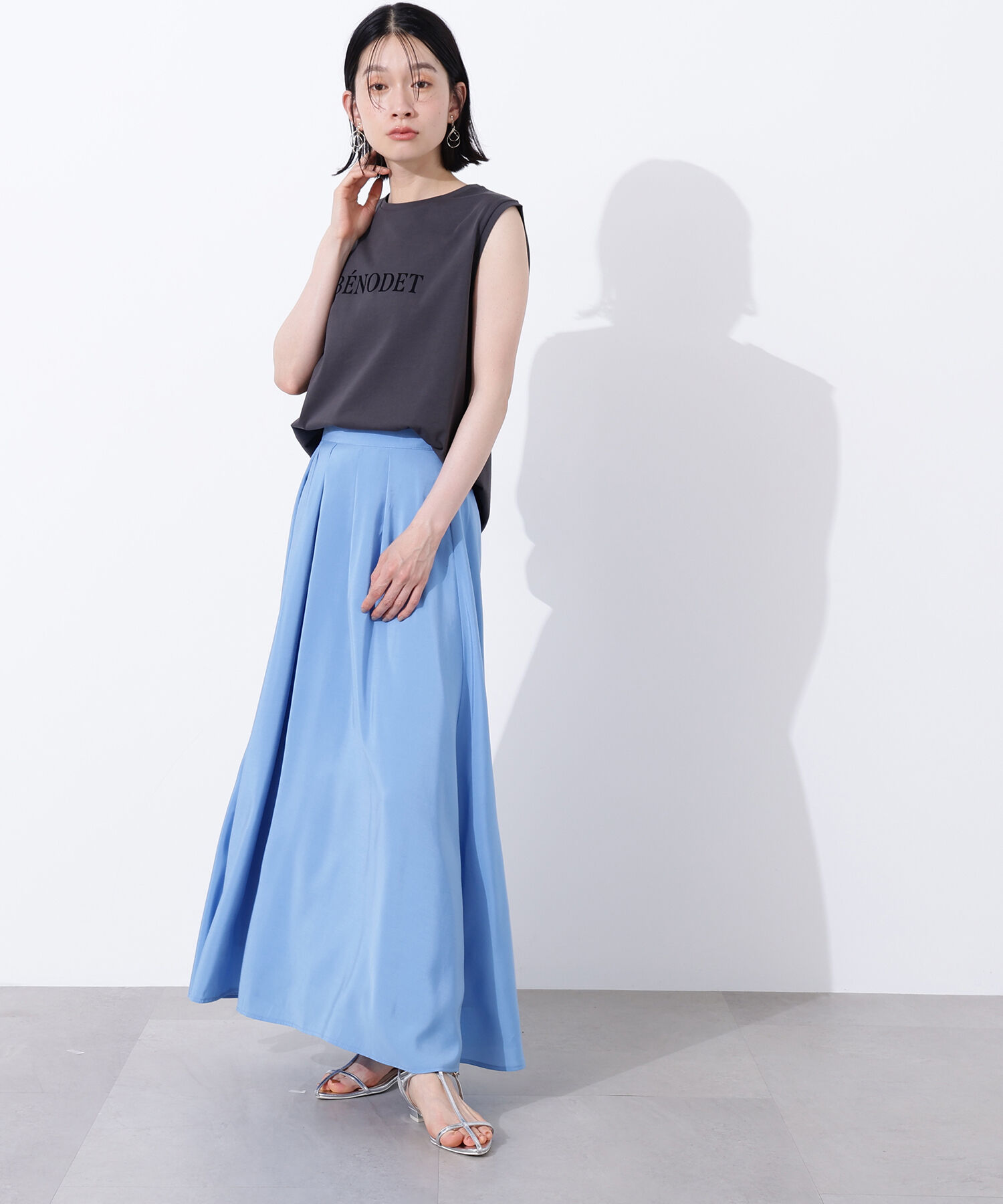  「フロッキープリントノースリーブTシャツ」|Tシャツ・カットソー|