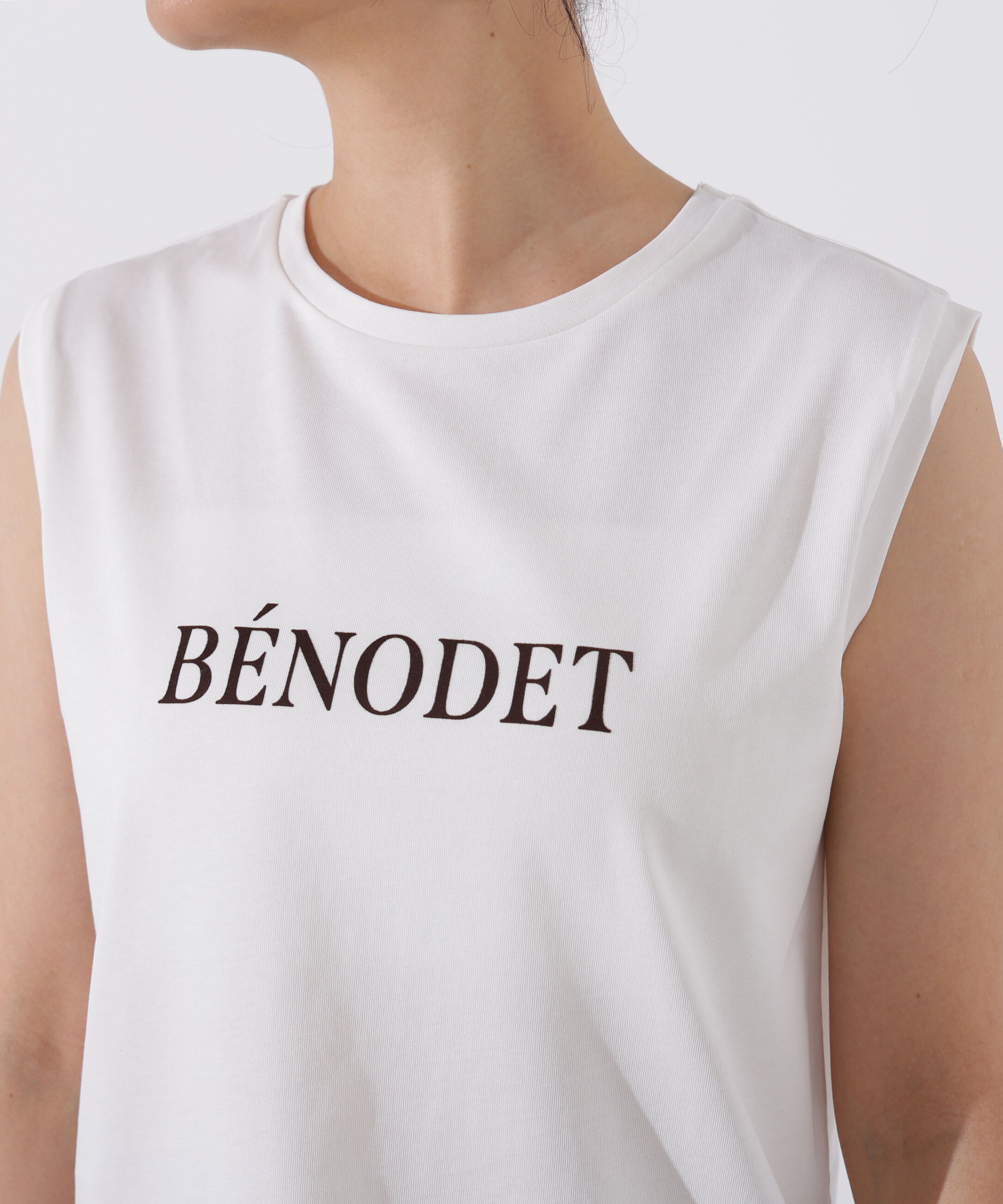  「フロッキープリントノースリーブTシャツ」|Tシャツ・カットソー|