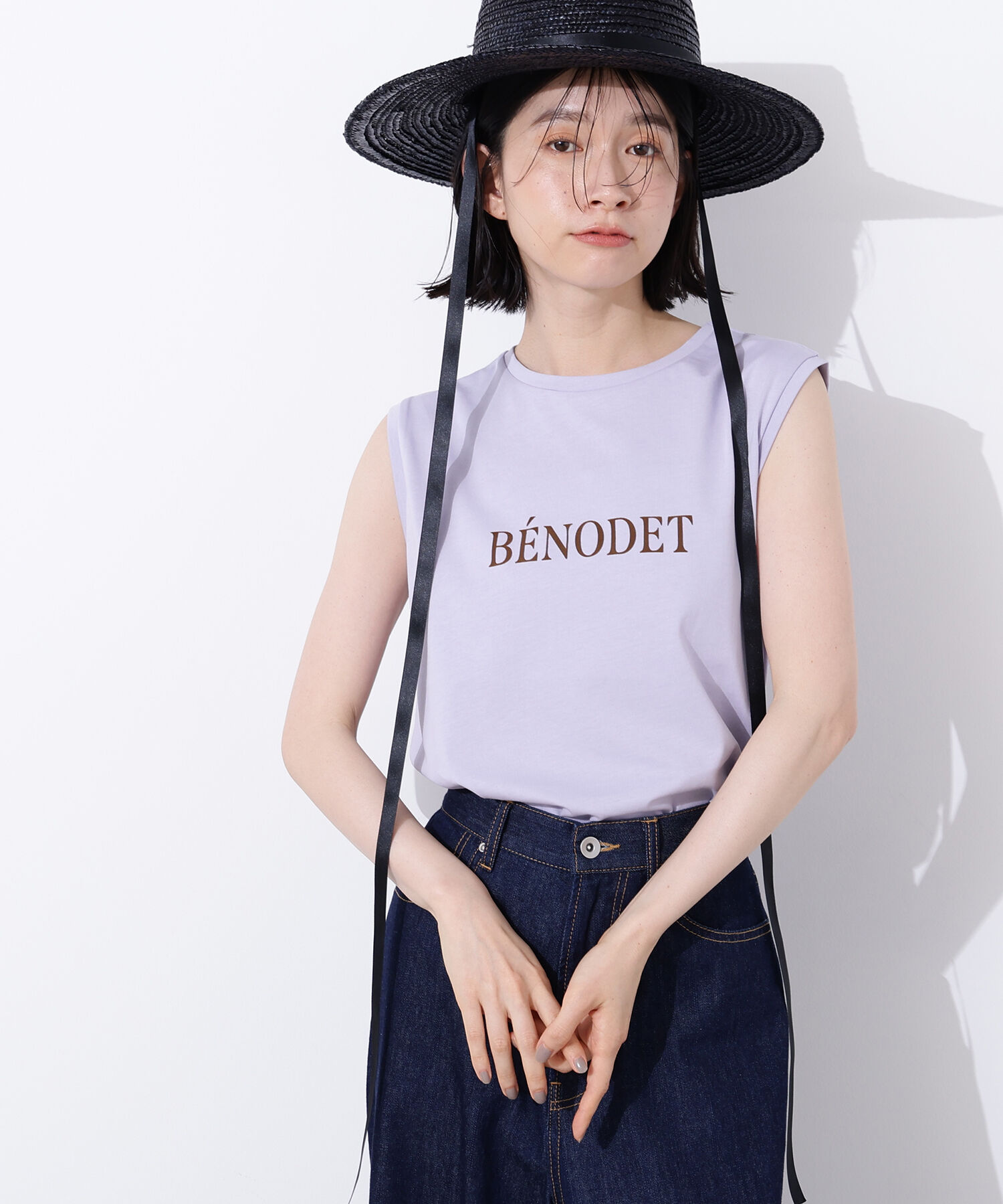  「フロッキープリントノースリーブTシャツ」|Tシャツ・カットソー|