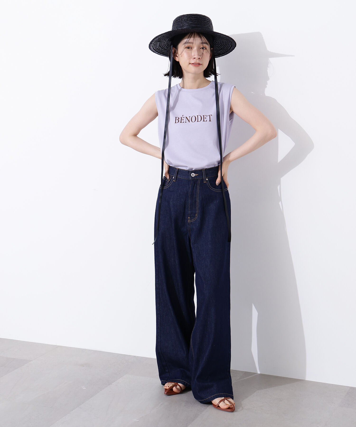  「フロッキープリントノースリーブTシャツ」|Tシャツ・カットソー|