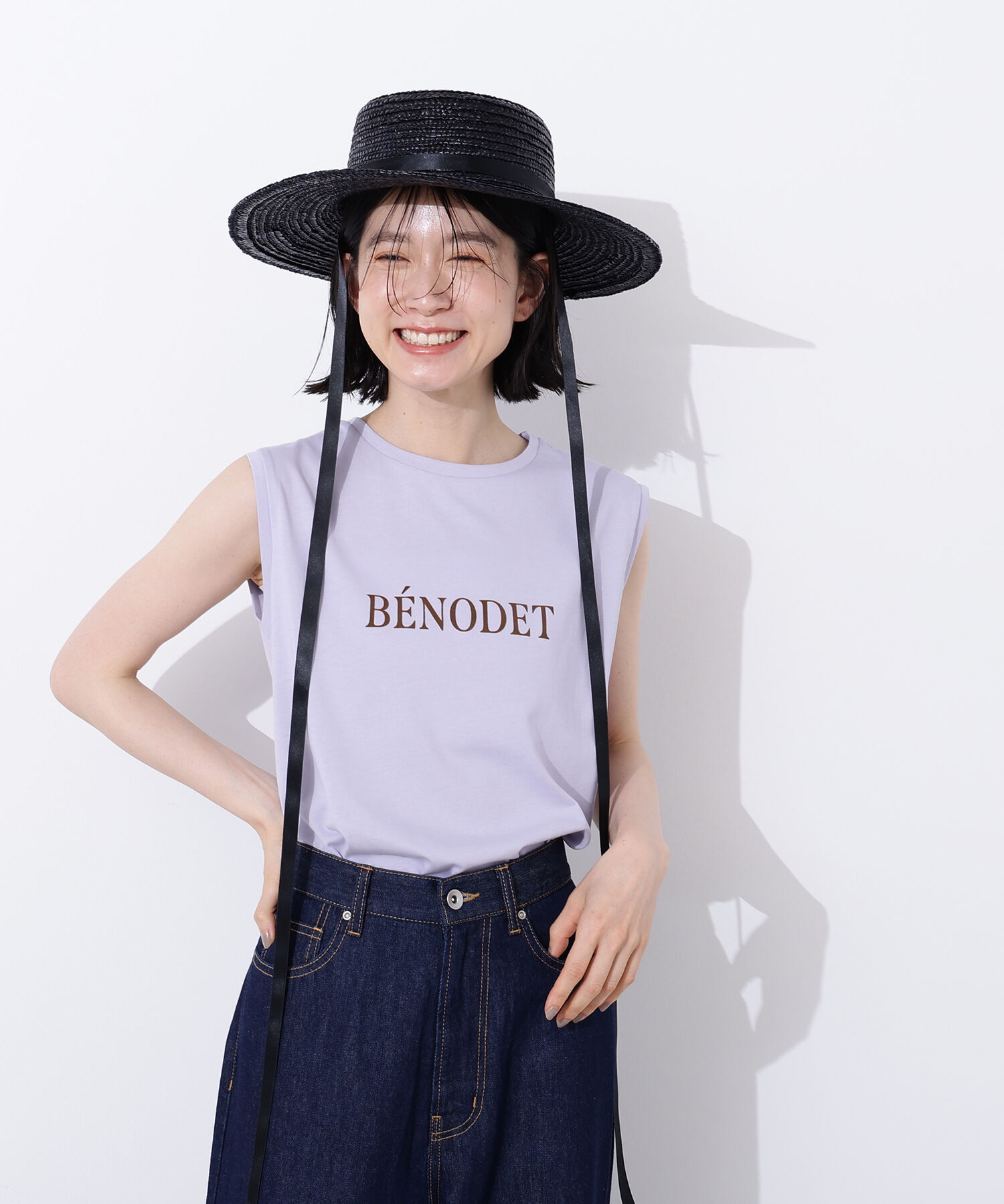  「フロッキープリントノースリーブTシャツ」|Tシャツ・カットソー|