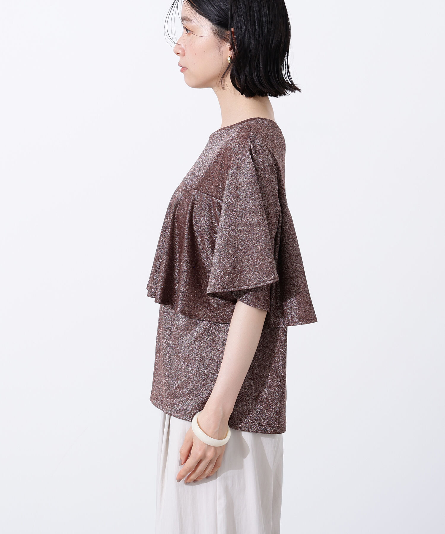  「ラメドレープカットソー」|Tシャツ・カットソー|