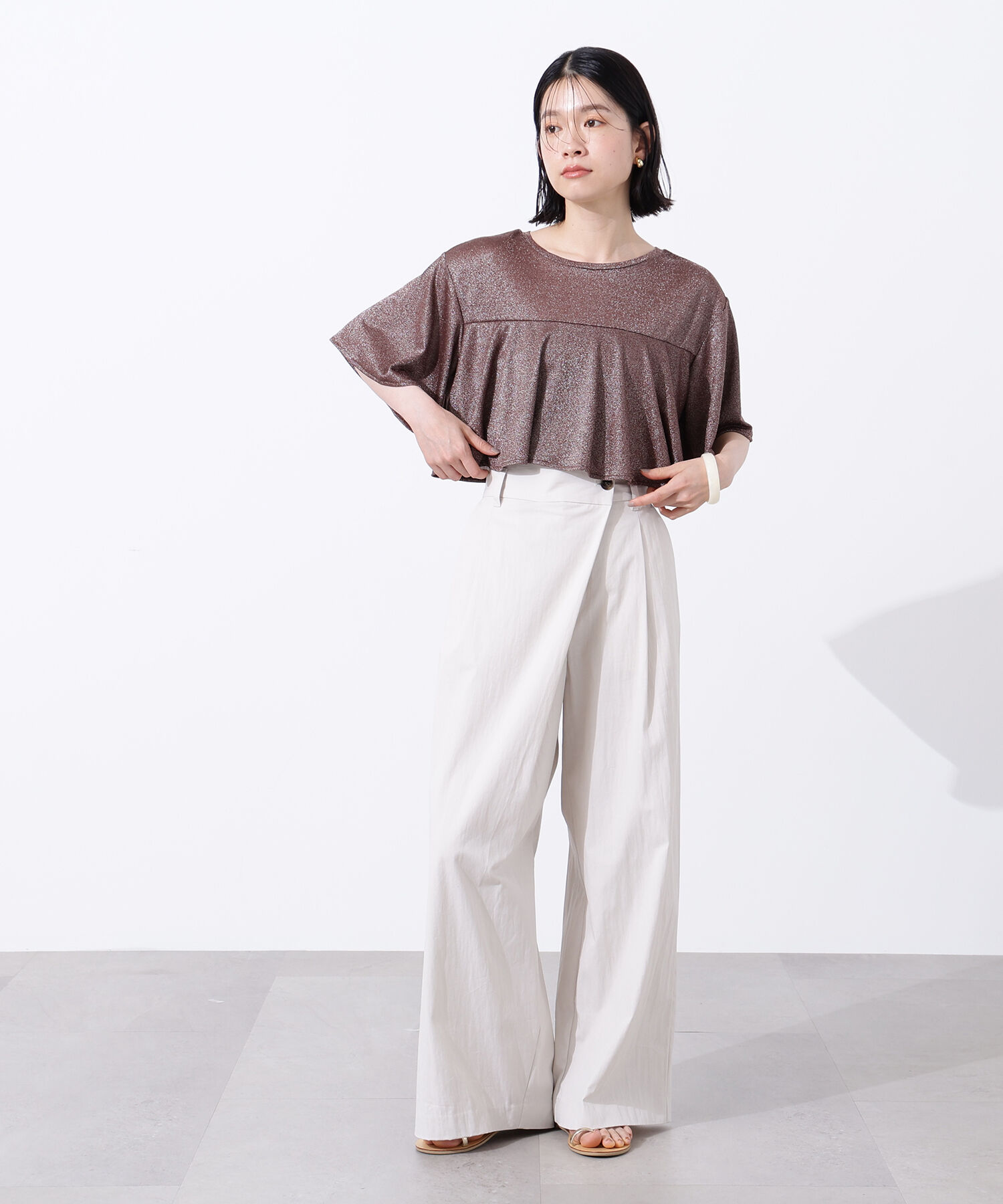  「ラメドレープカットソー」|Tシャツ・カットソー|