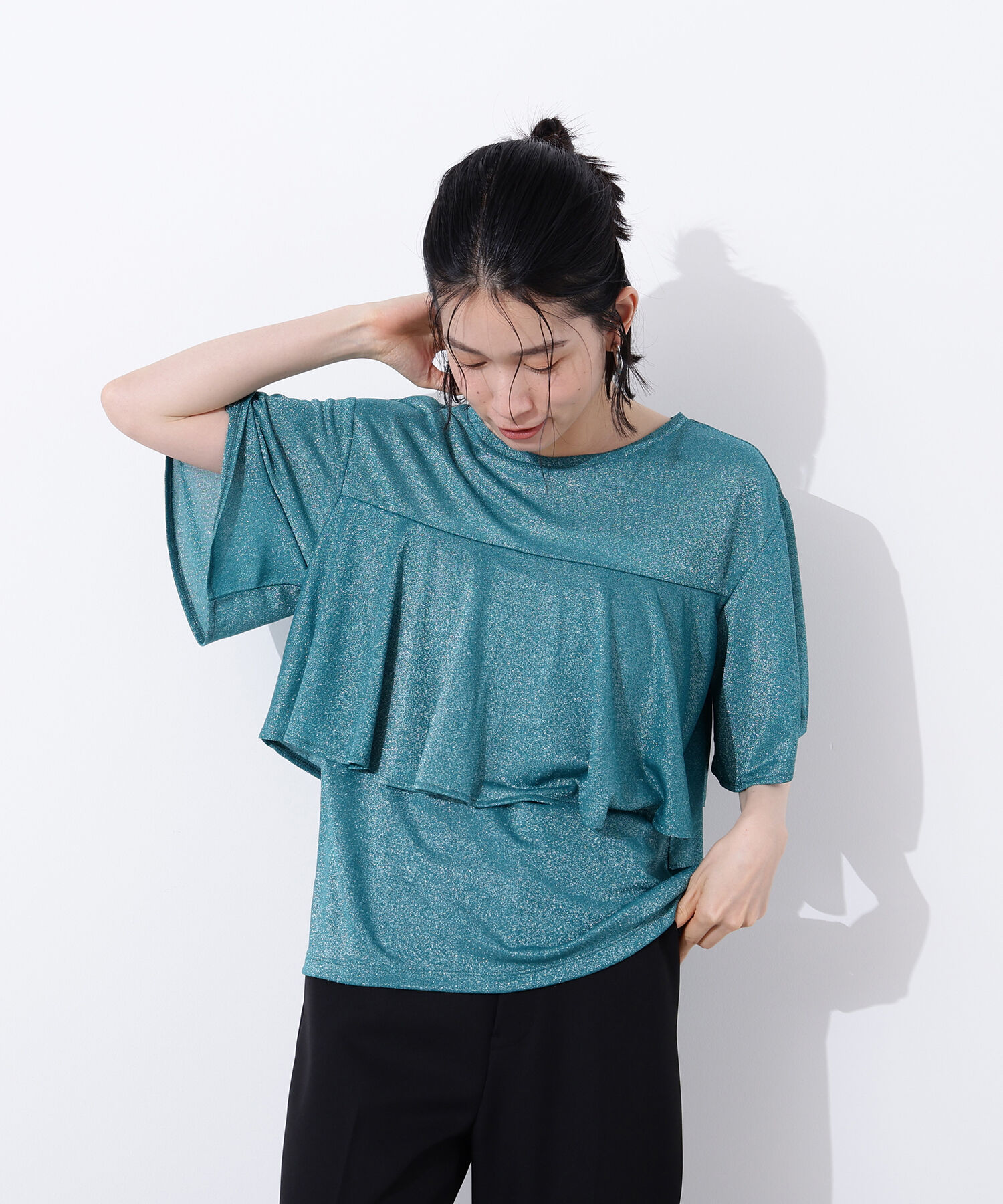  「ラメドレープカットソー」|Tシャツ・カットソー|