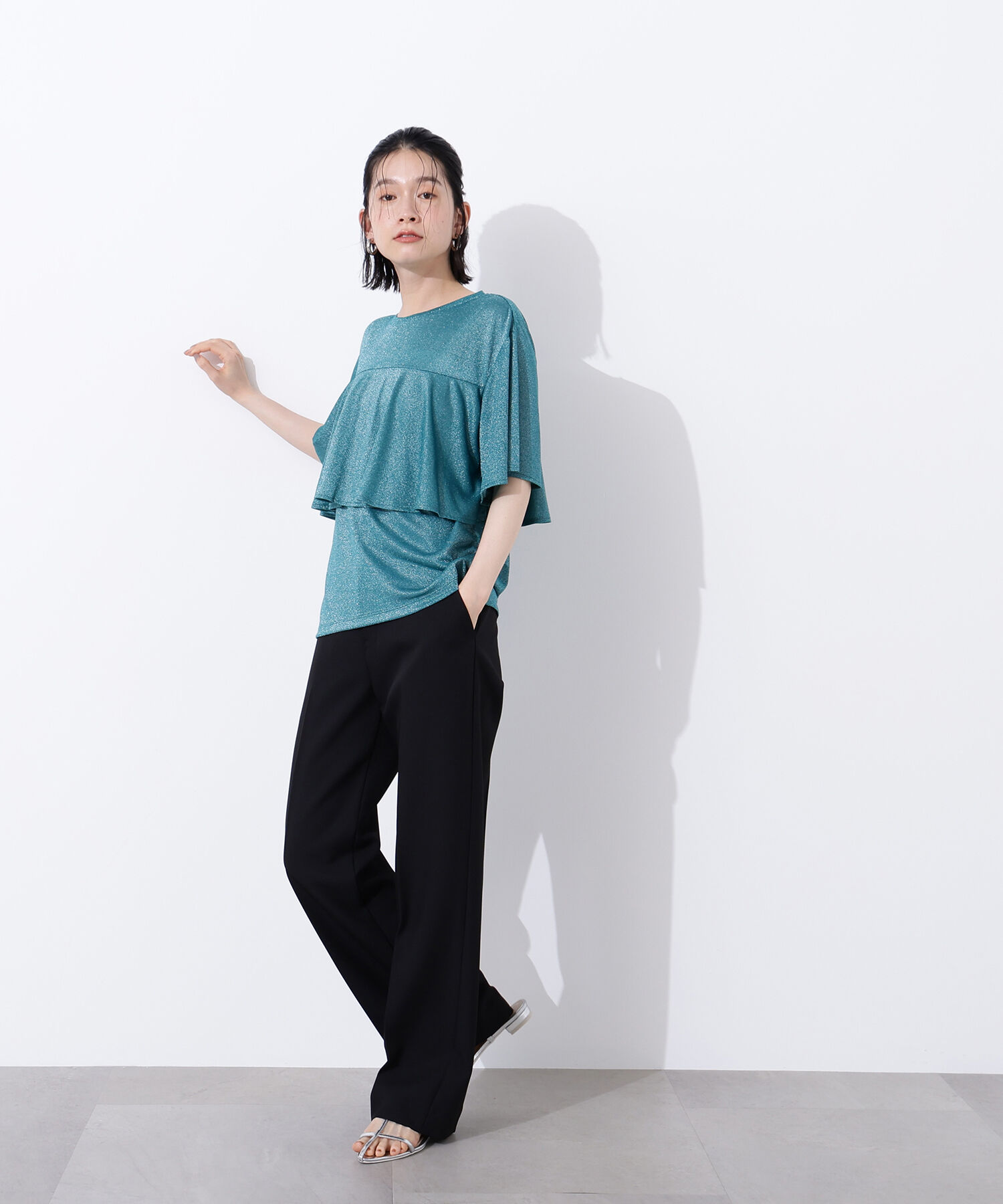  「ラメドレープカットソー」|Tシャツ・カットソー|