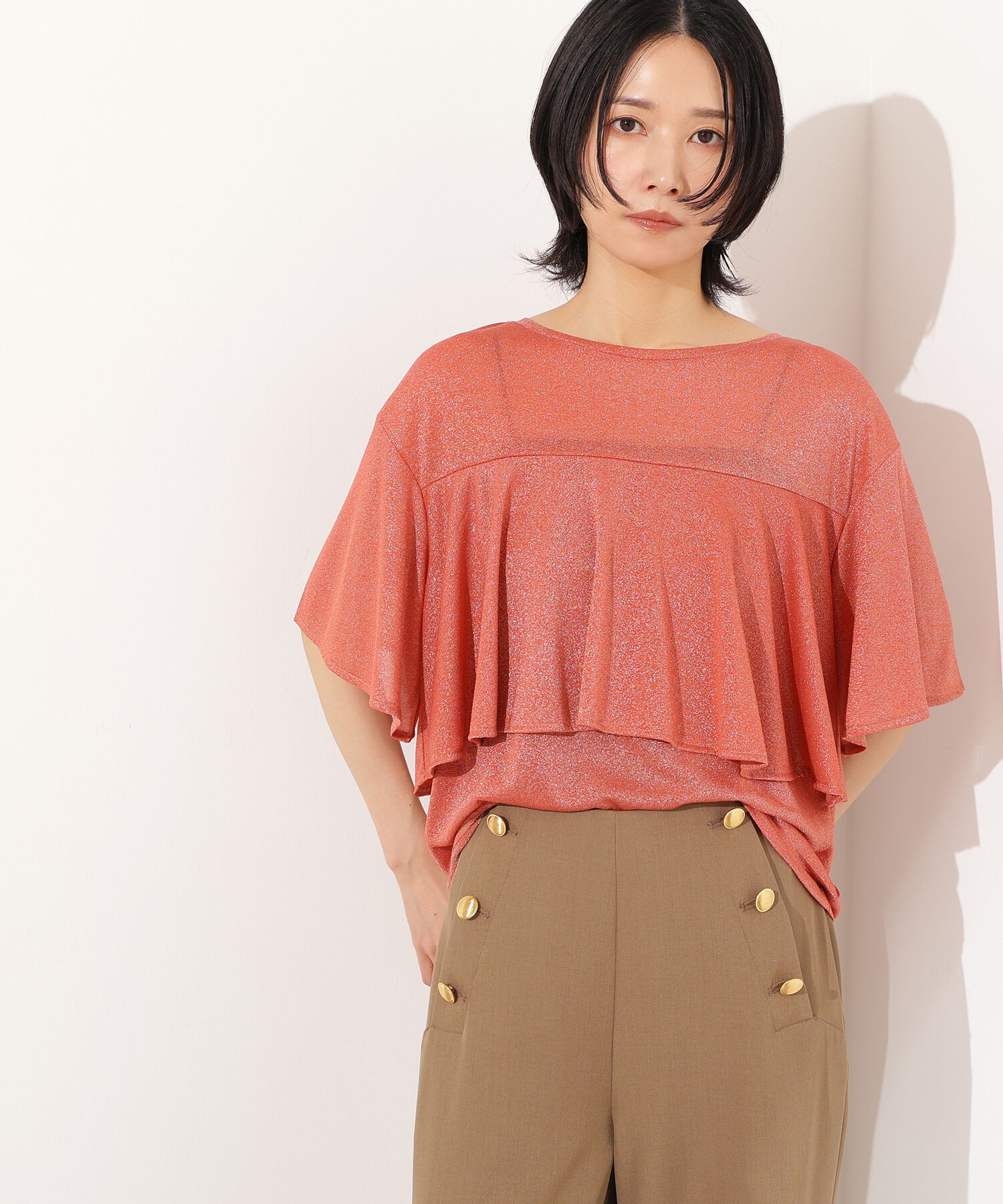  「ラメドレープカットソー」|Tシャツ・カットソー|