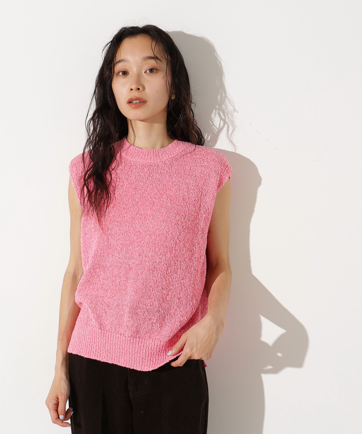  「ボクシーフレンチラメニット」|ニット・セーター|ピンク