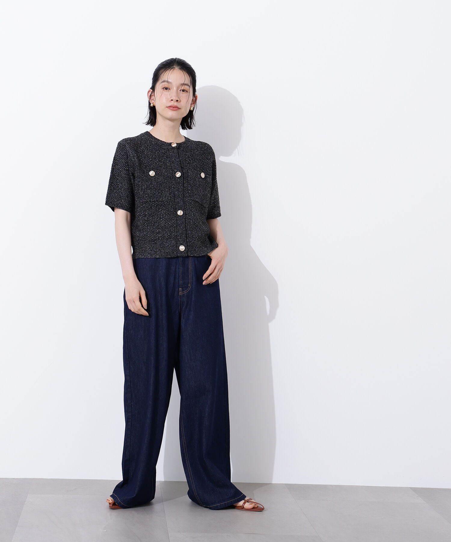  「ゴールドボタンニットカーディガン」|ニット・セーター|