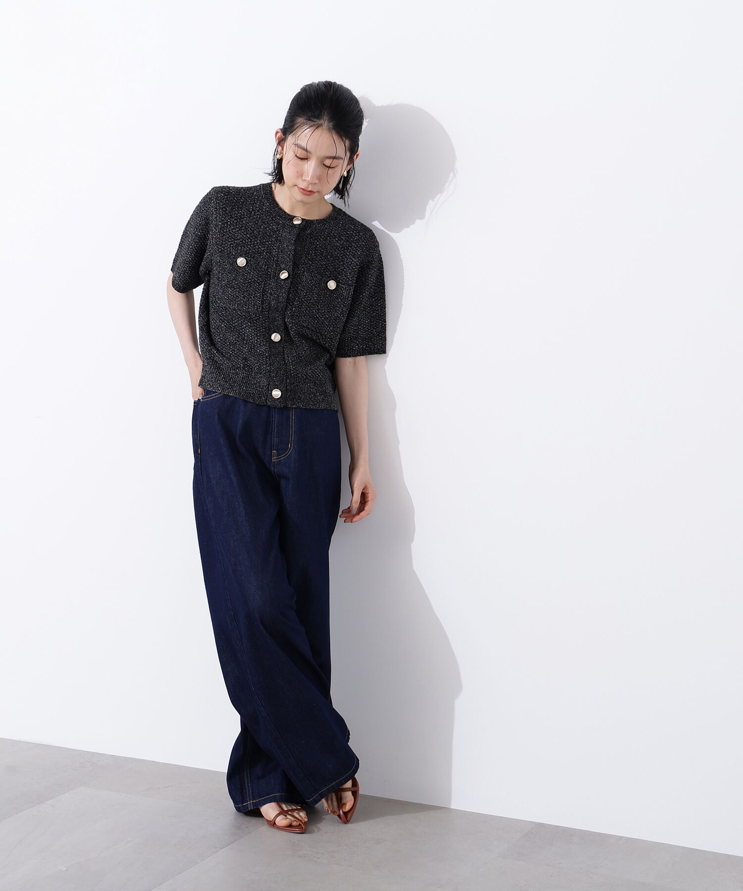  「ゴールドボタンニットカーディガン」|ニット・セーター|