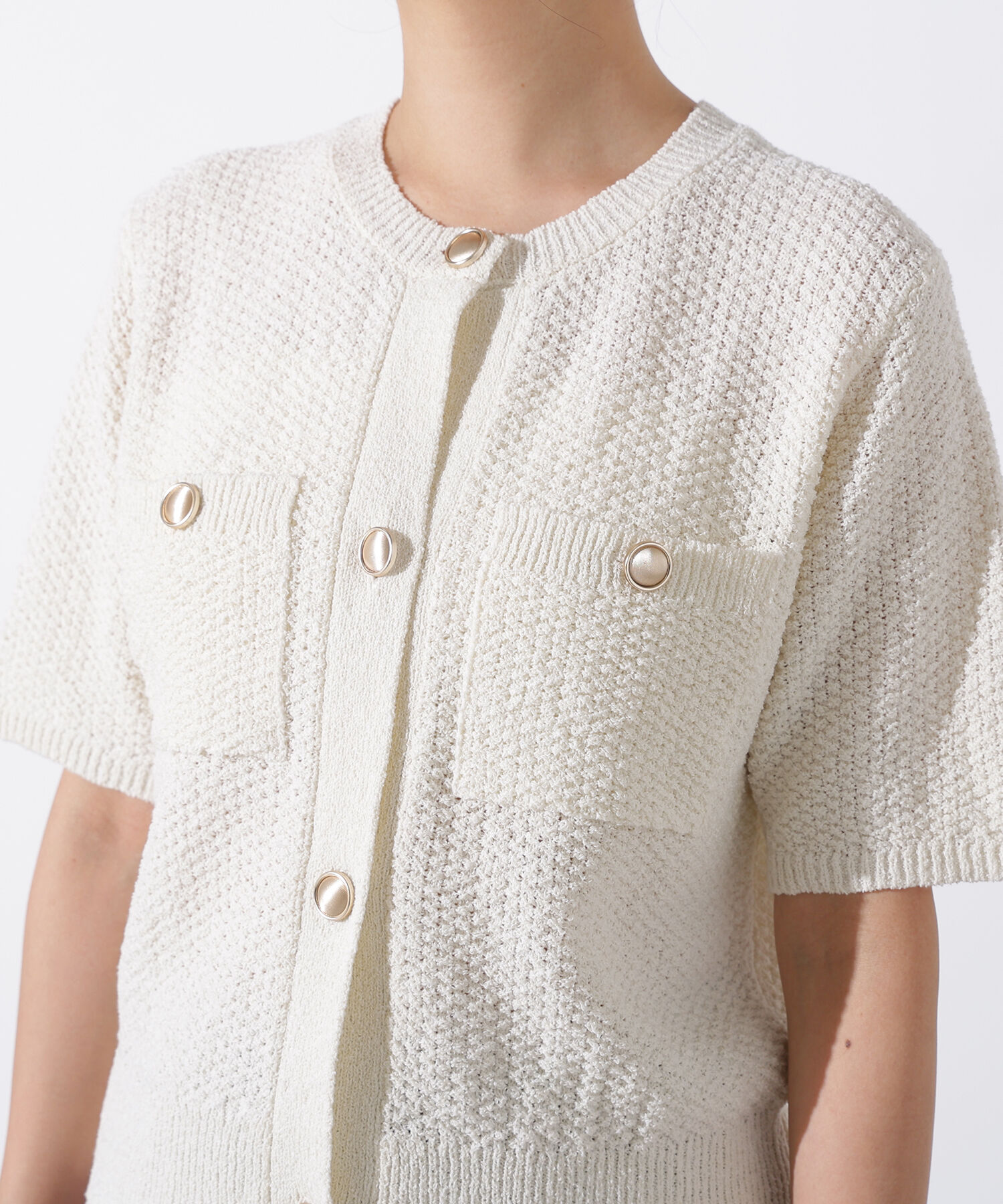  「ゴールドボタンニットカーディガン」|ニット・セーター|