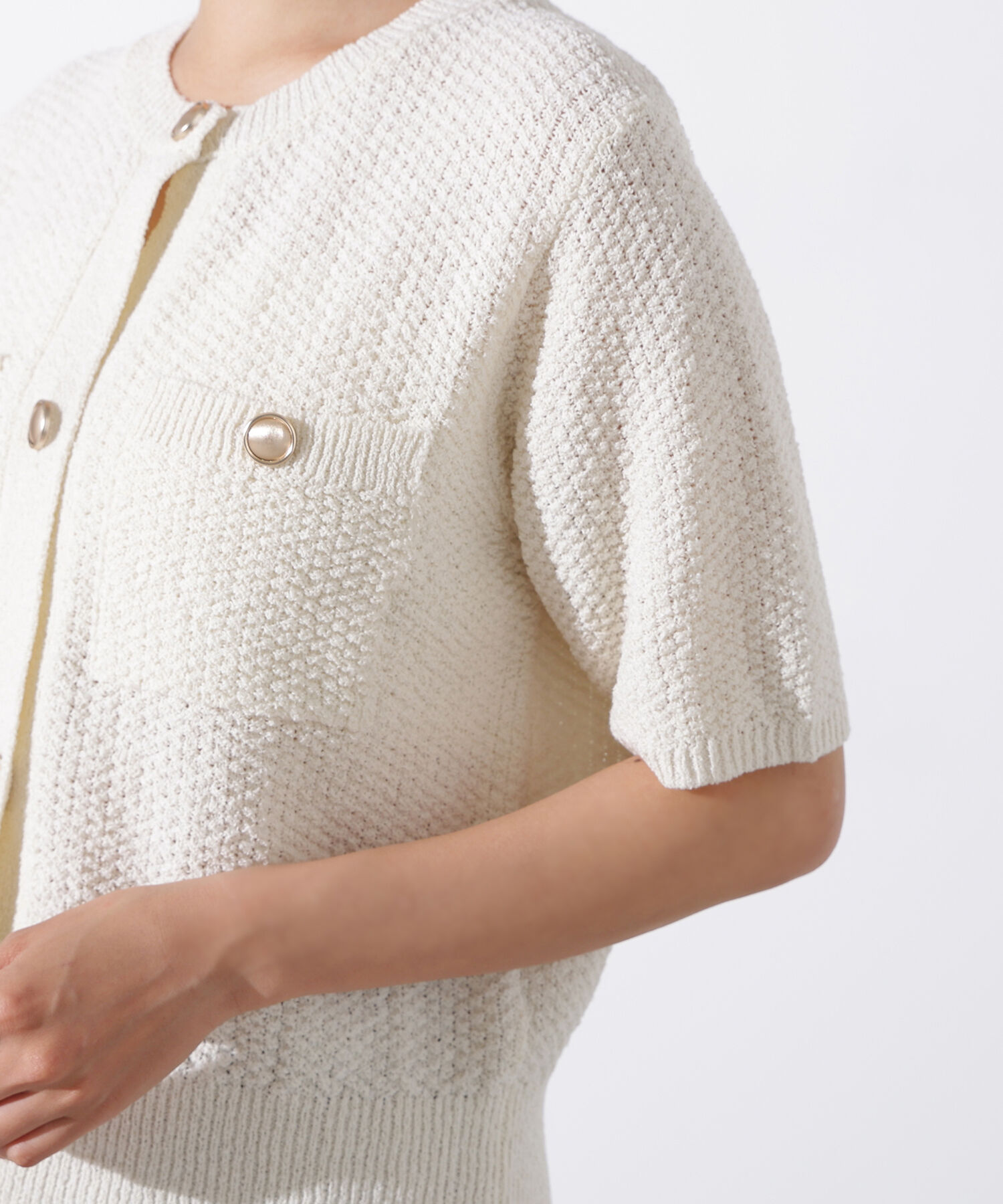  「ゴールドボタンニットカーディガン」|ニット・セーター|