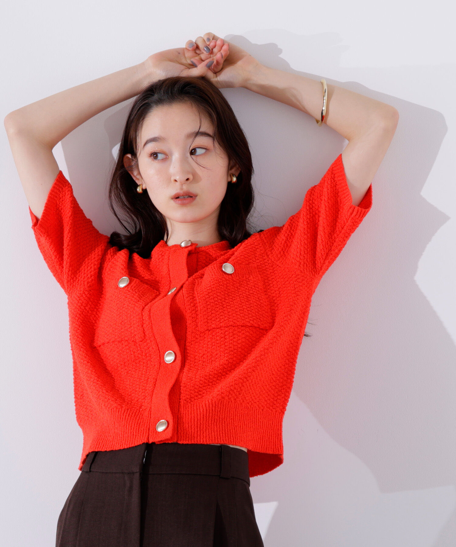  「ゴールドボタンニットカーディガン」|ニット・セーター|