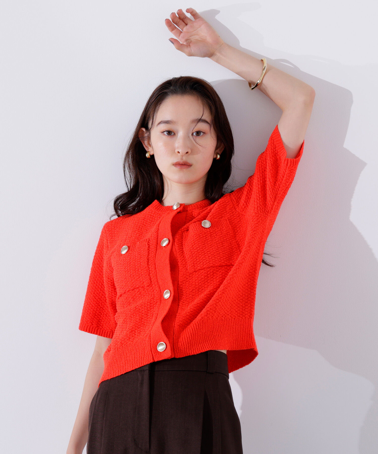  「ゴールドボタンニットカーディガン」|ニット・セーター|