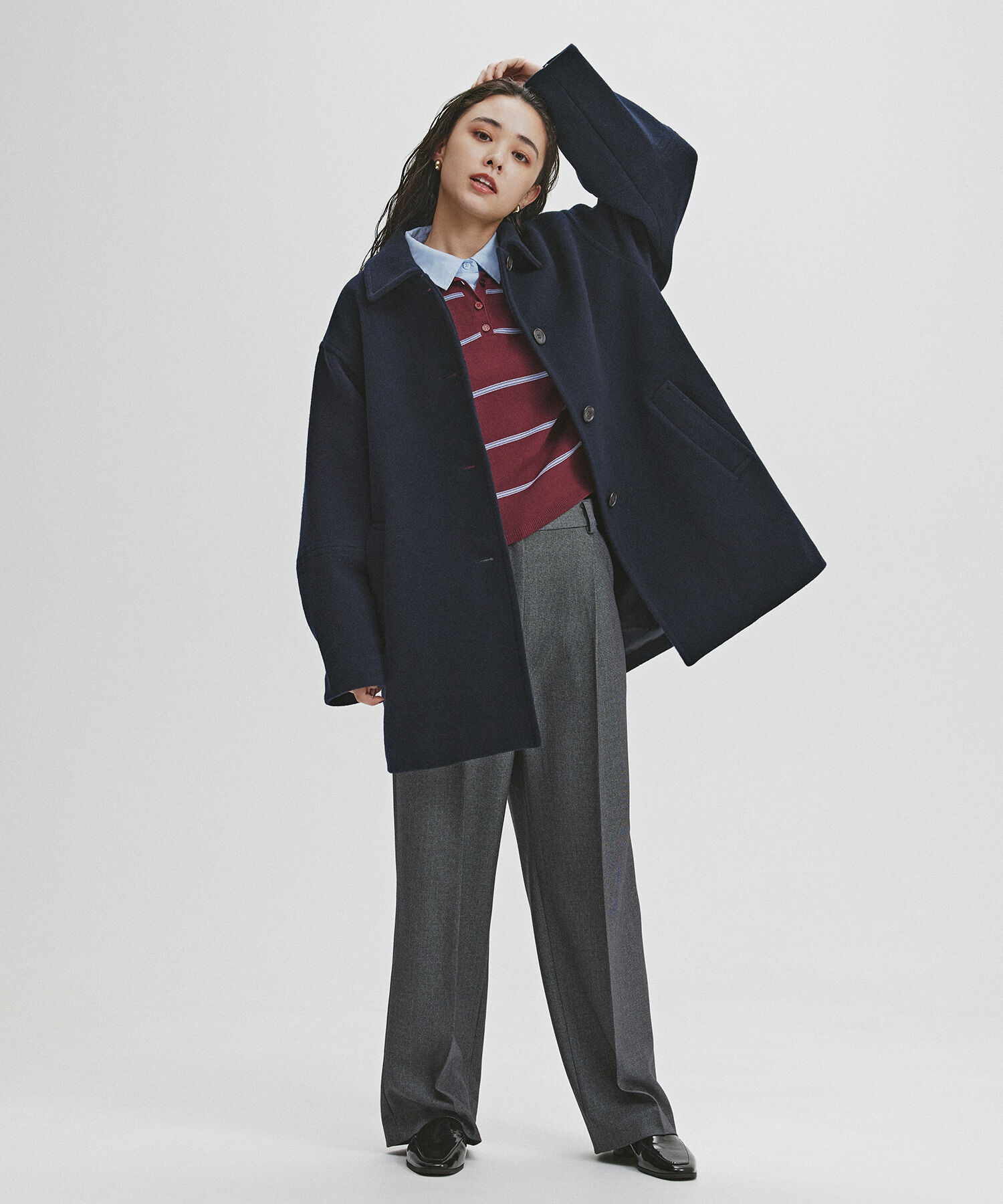  「シャツレイヤード風ニット」|ニット・セーター|